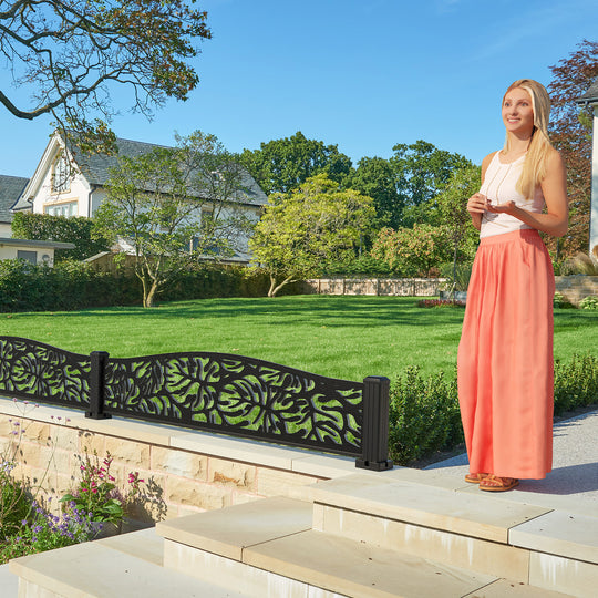 Botanic Decorative Fence - 180x40cm Curved Top - with our aluminium posts