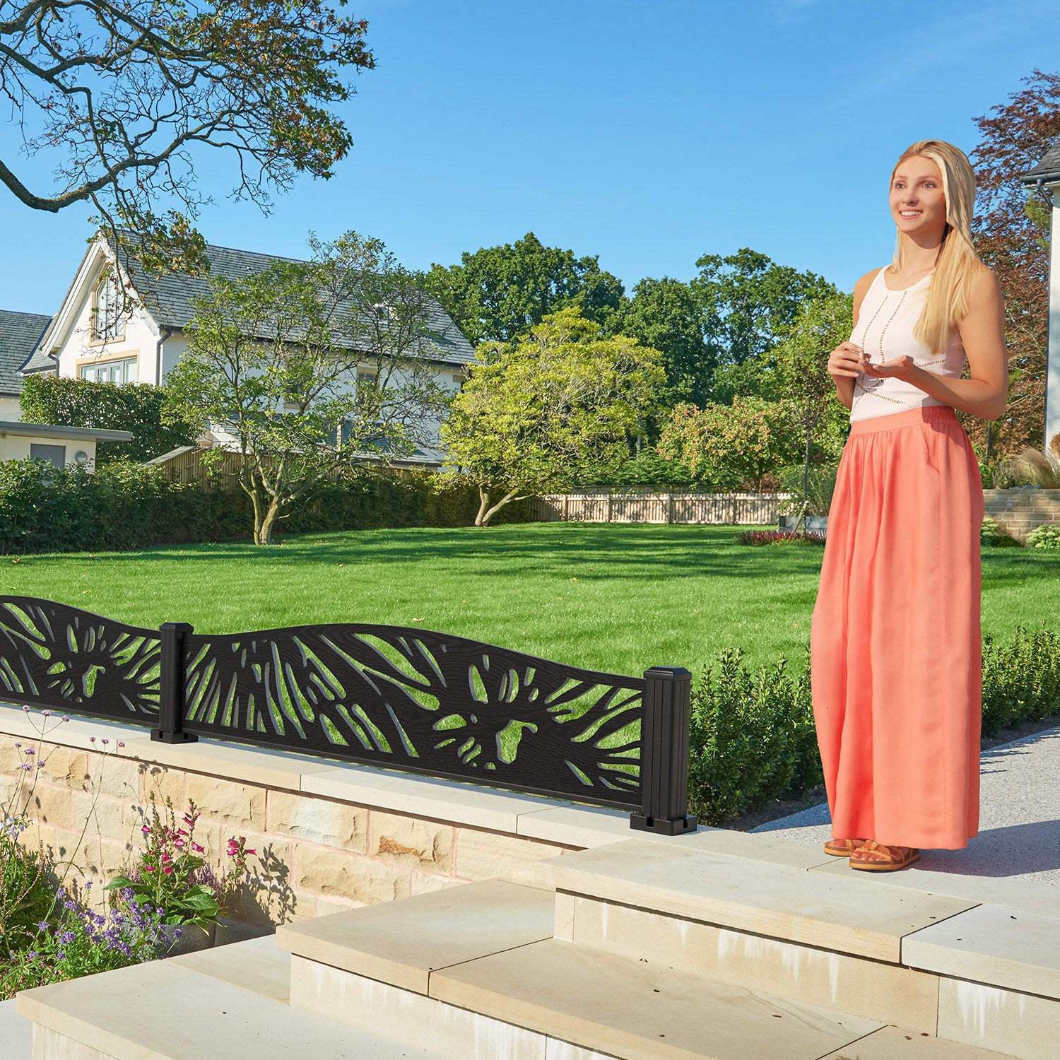 Poppy Decorative Fence - 180x40cm Curved Top - with our composite posts