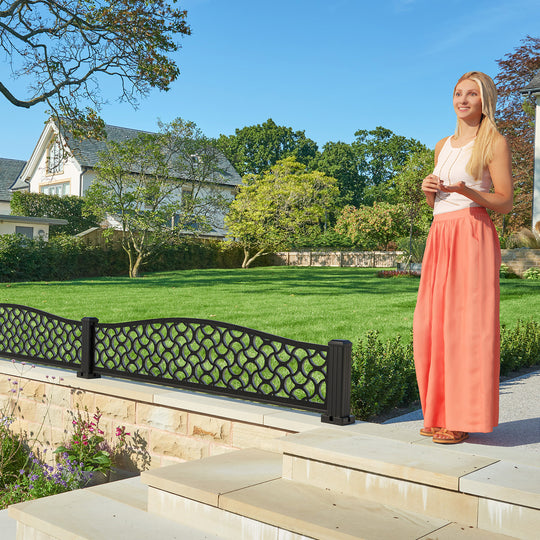 Vida Decorative Fence - 180x40cm Curved Top - with our aluminium posts