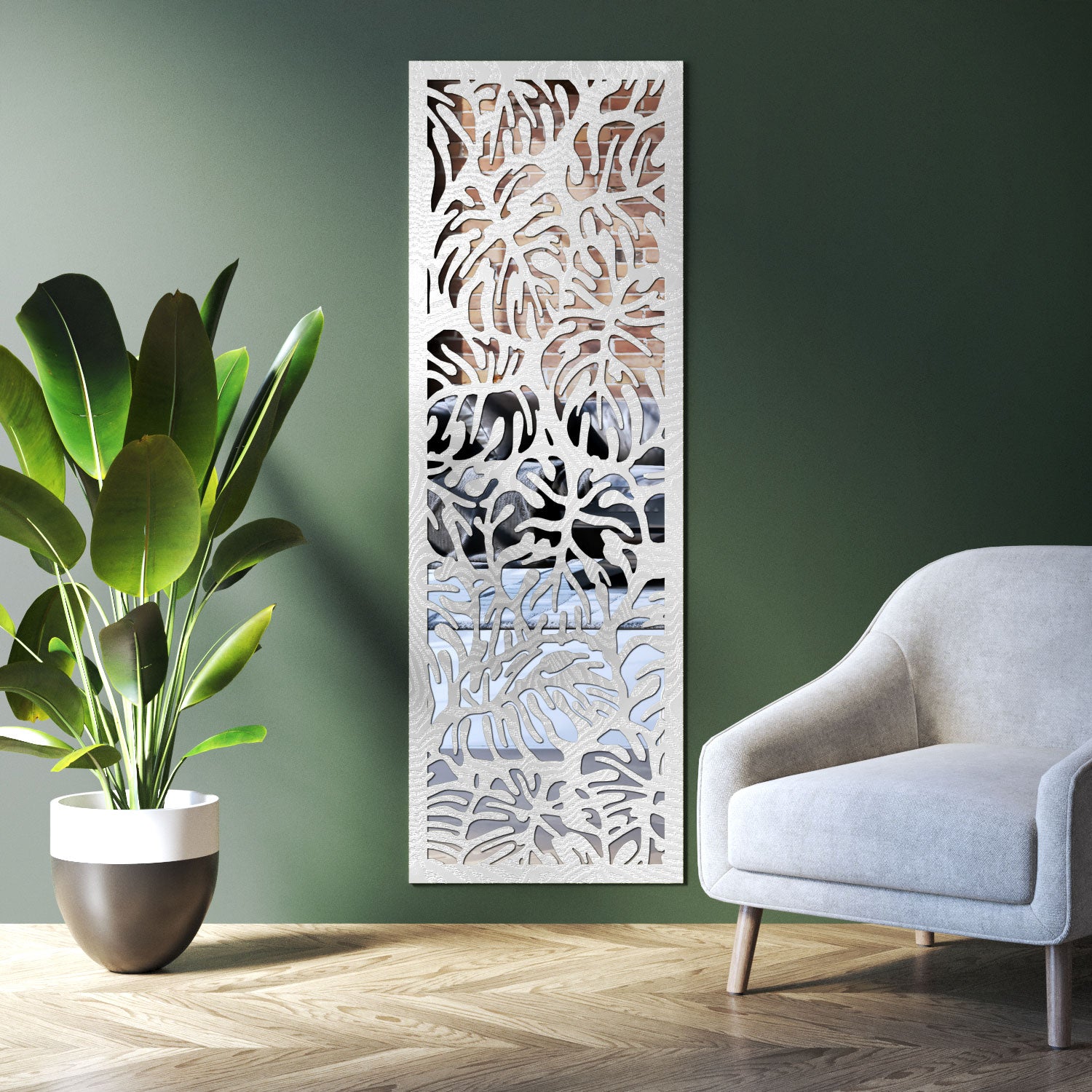 Botanic indoor decorative mirrored panel