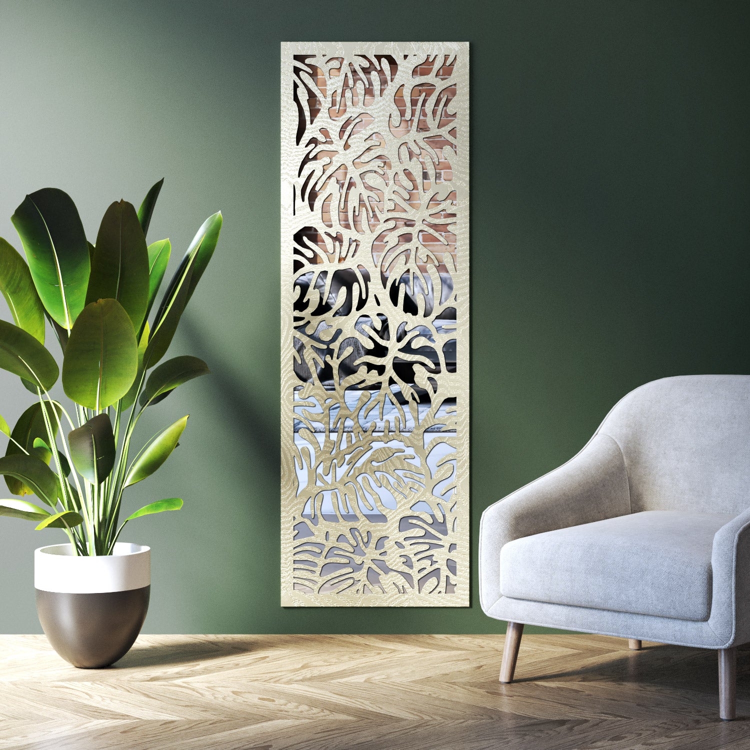 Botanic indoor decorative mirrored panel