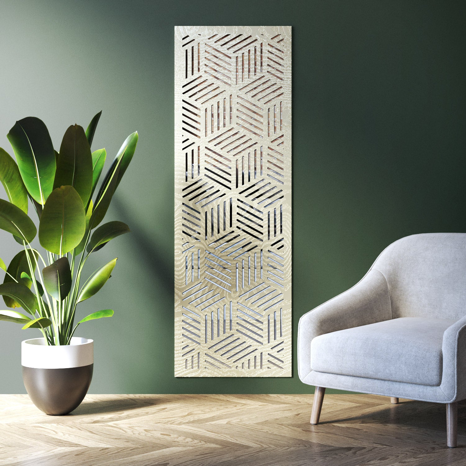 Cubed indoor decorative mirrored panel