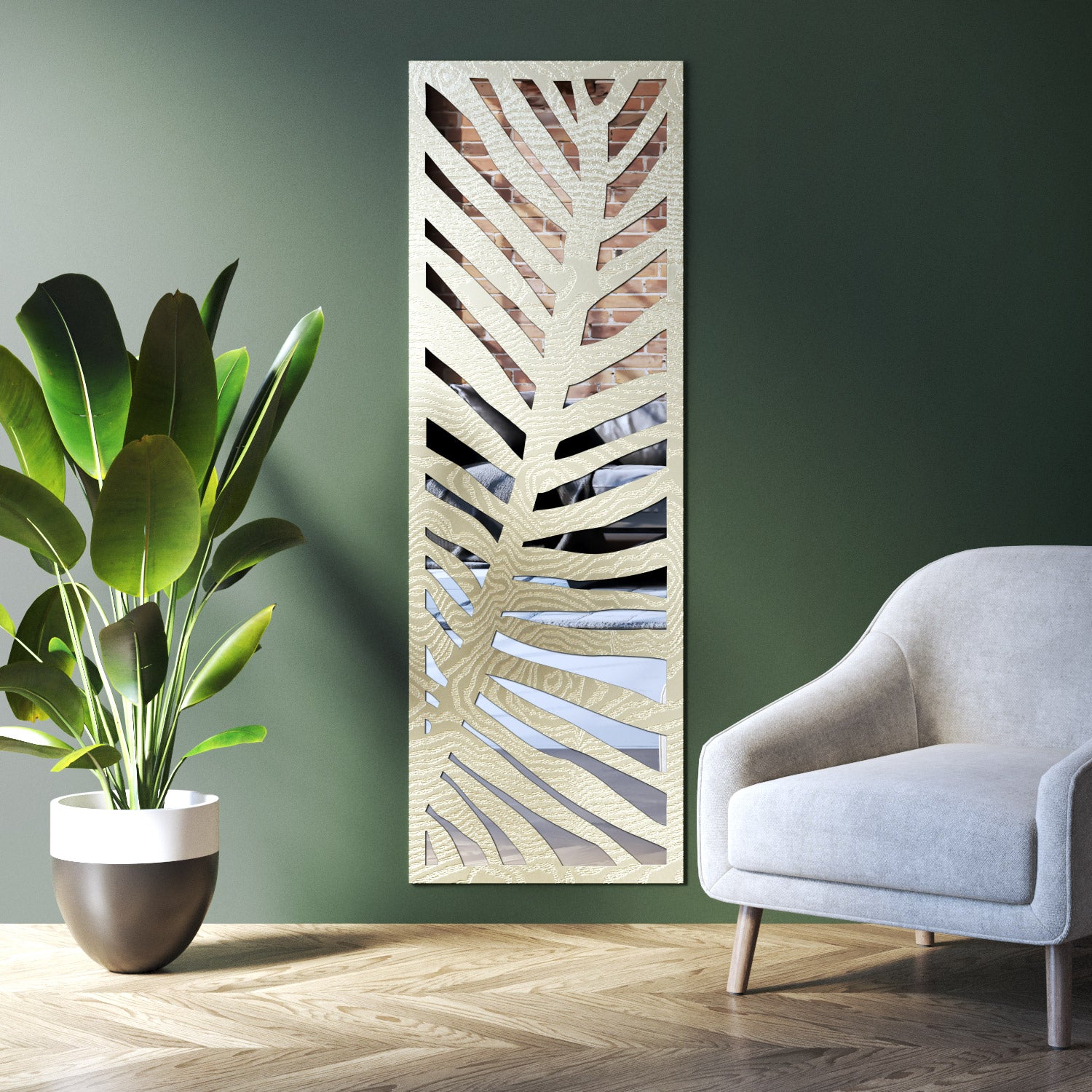 Palm indoor decorative mirrored panel