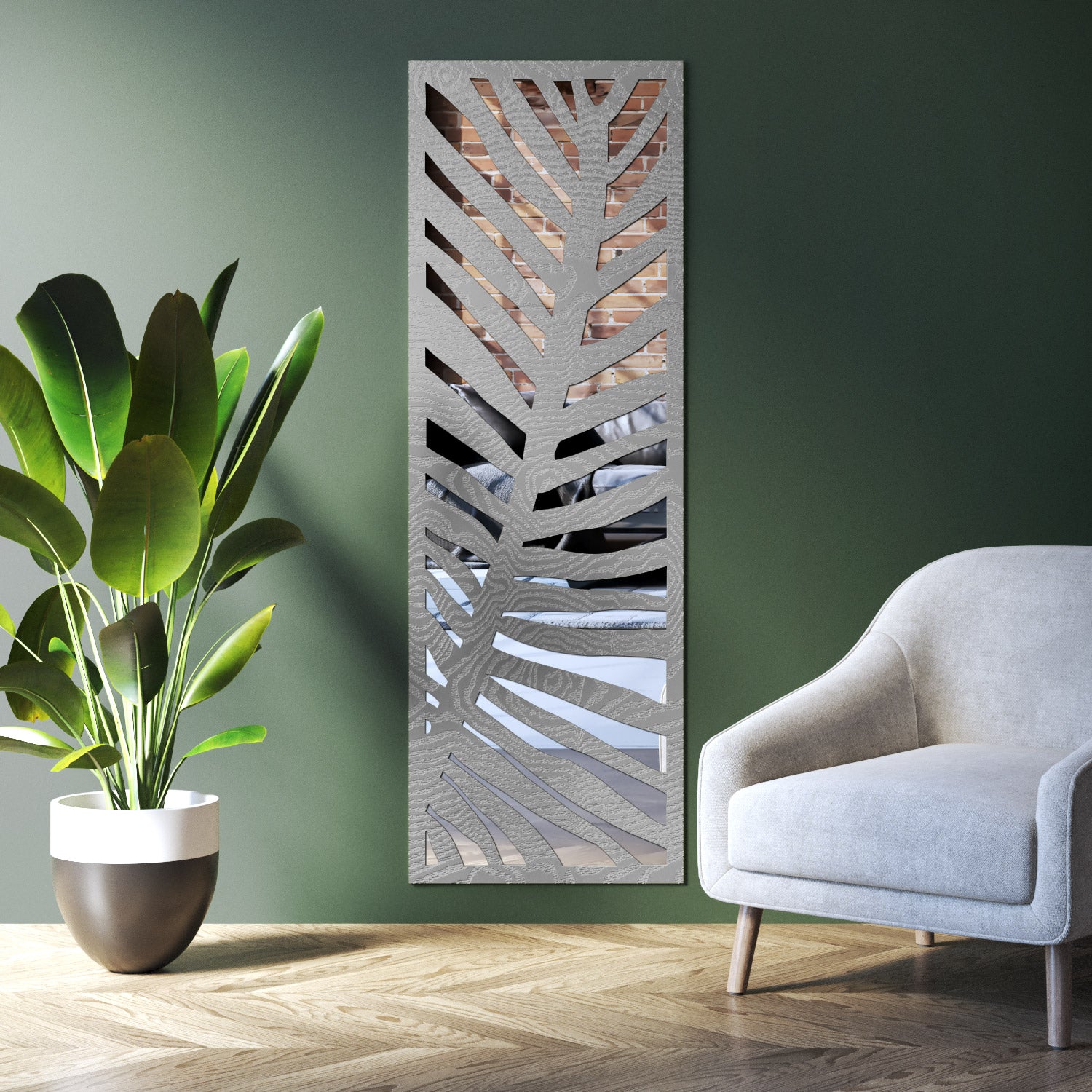 Palm indoor decorative mirrored panel