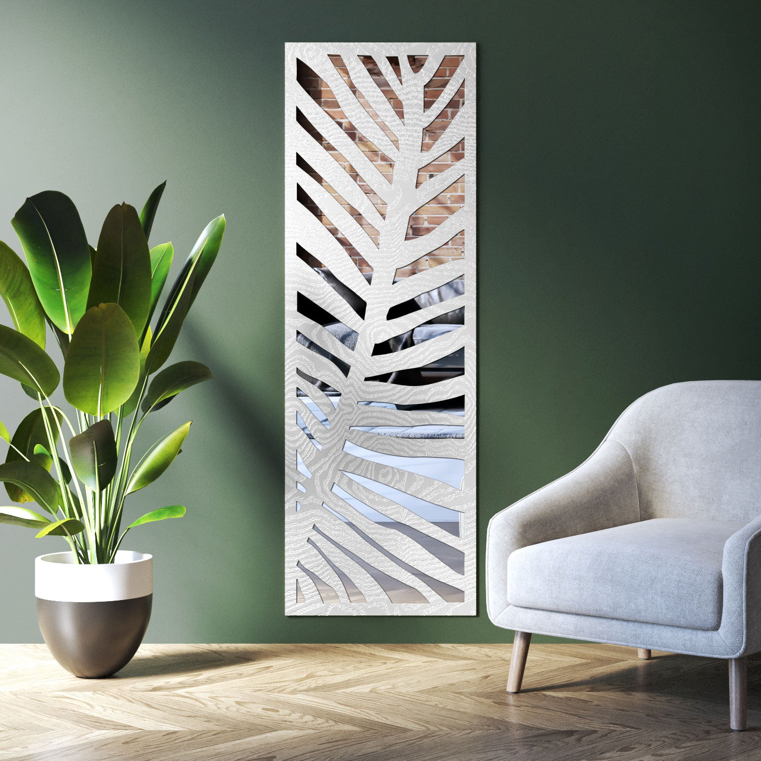 Palm indoor decorative mirrored panel