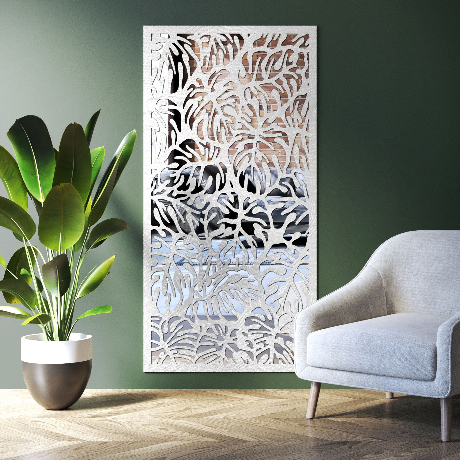 Botanic indoor decorative mirrored panel