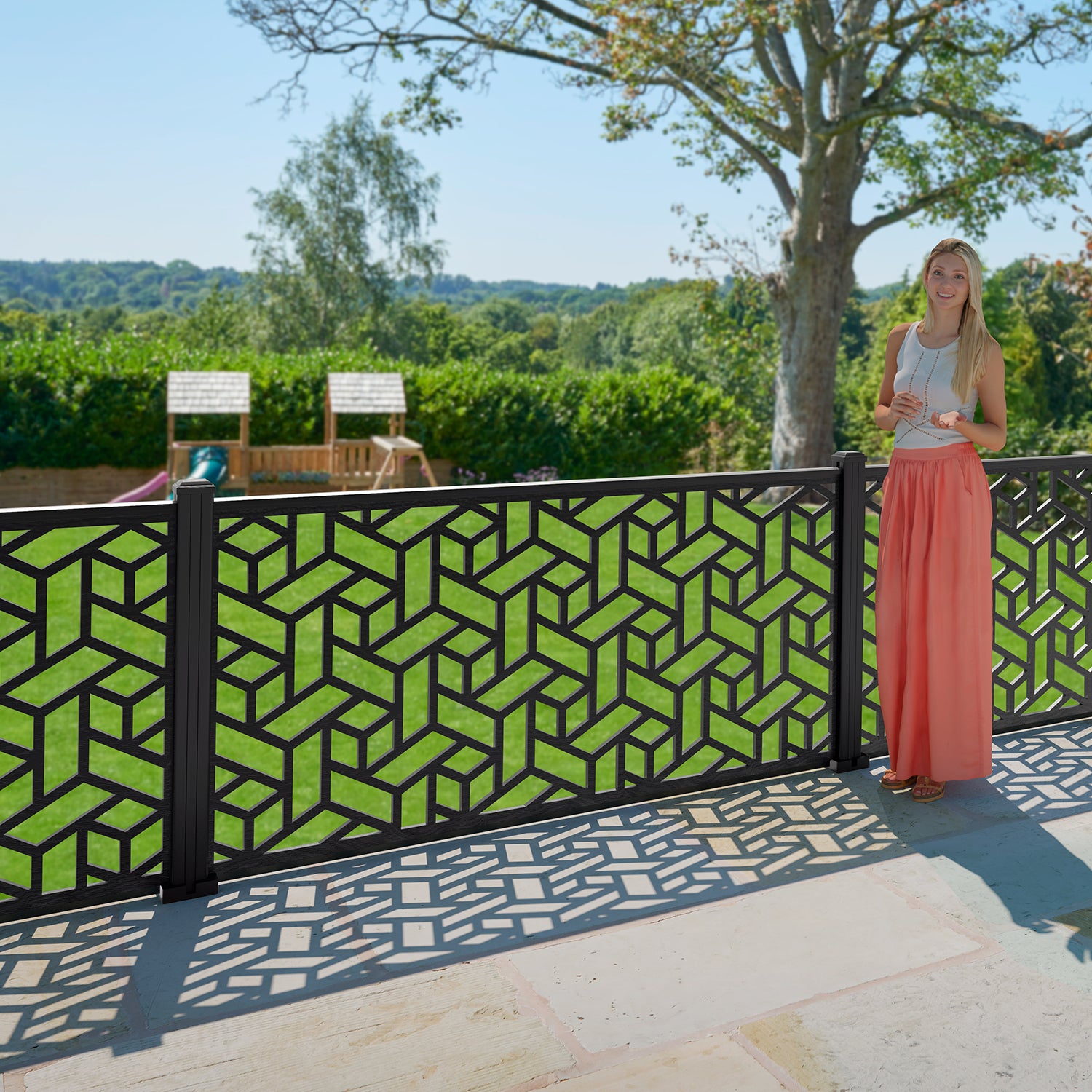 Contour Decorative Fence - 180x90cm - with our composite posts