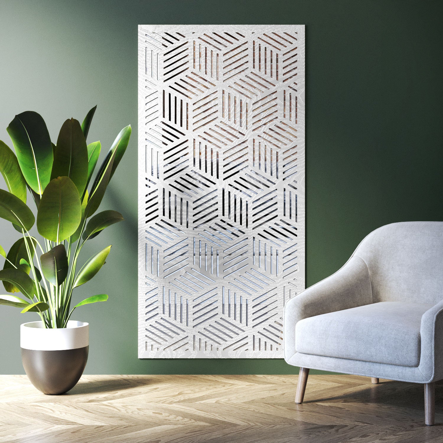 Cubed indoor decorative mirrored panel
