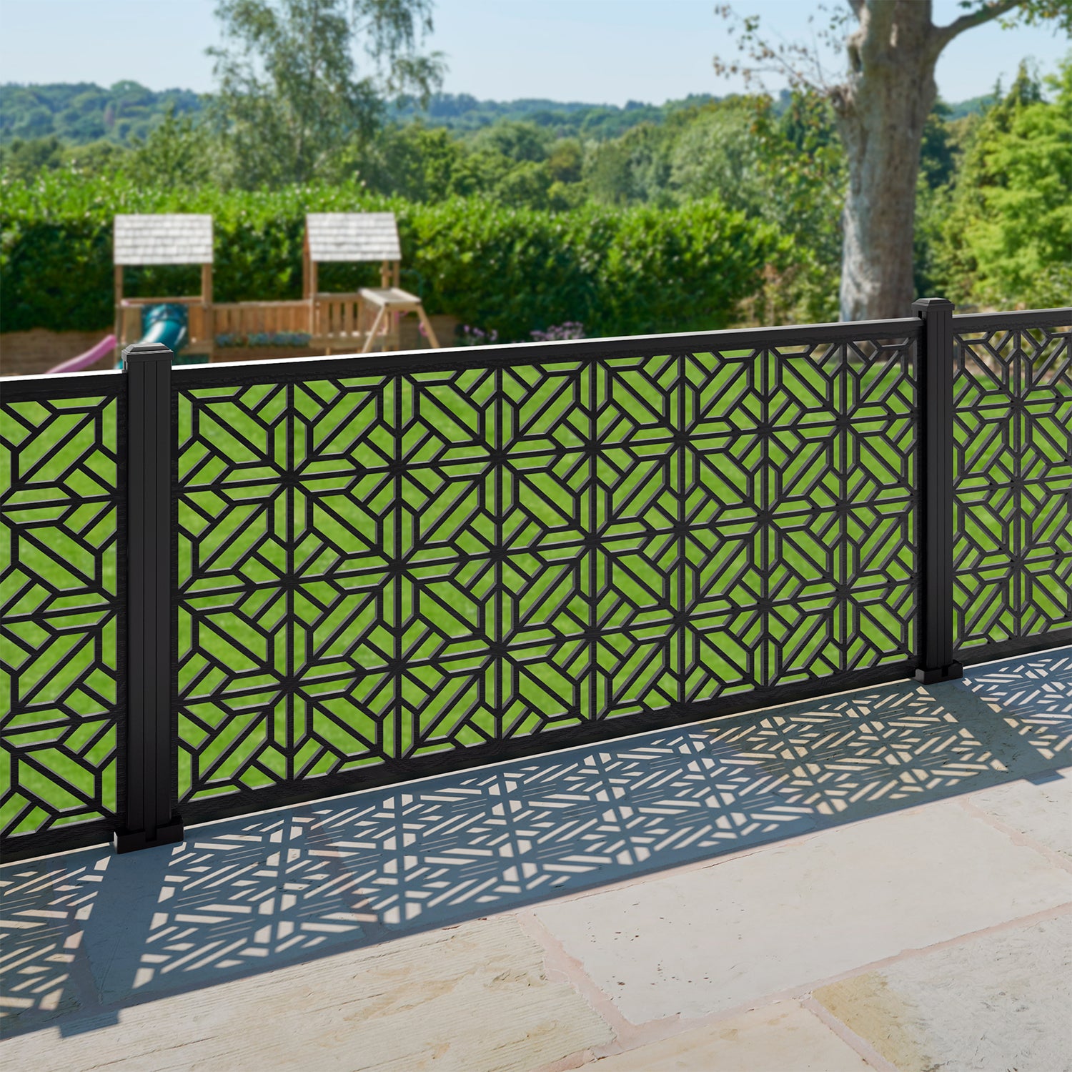 Geo Decorative Fence - 180x90cm - with our aluminium posts