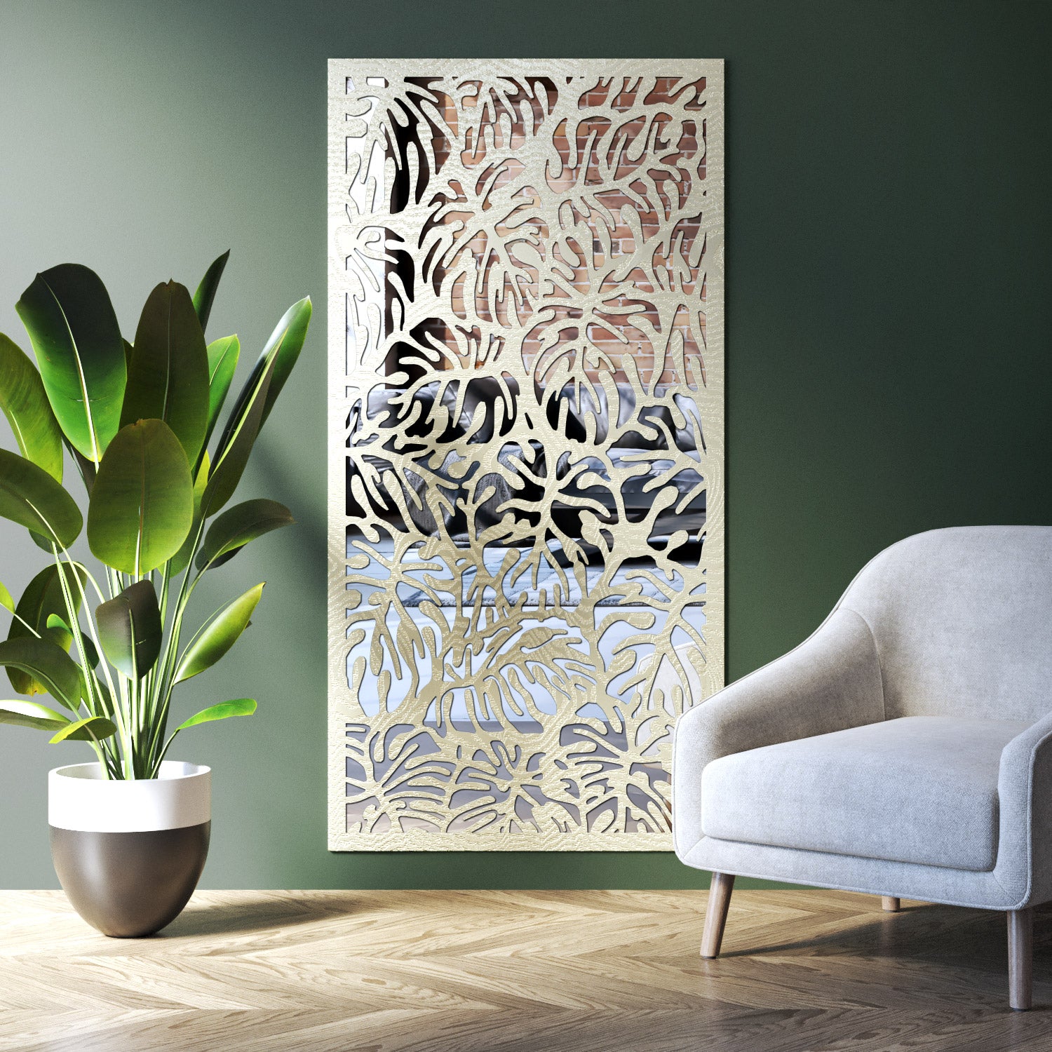 Botanic indoor decorative mirrored panel
