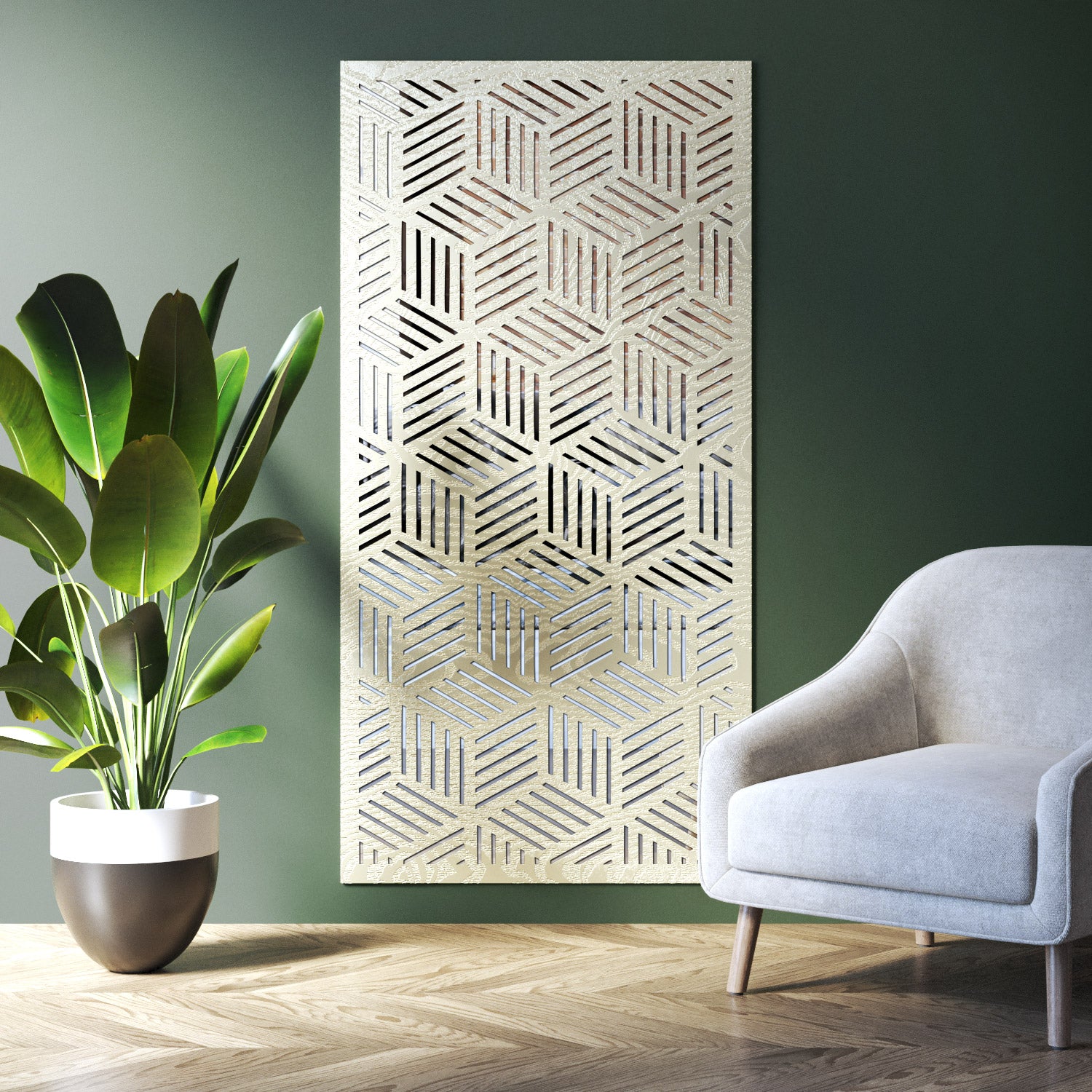 Cubed indoor decorative mirrored panel
