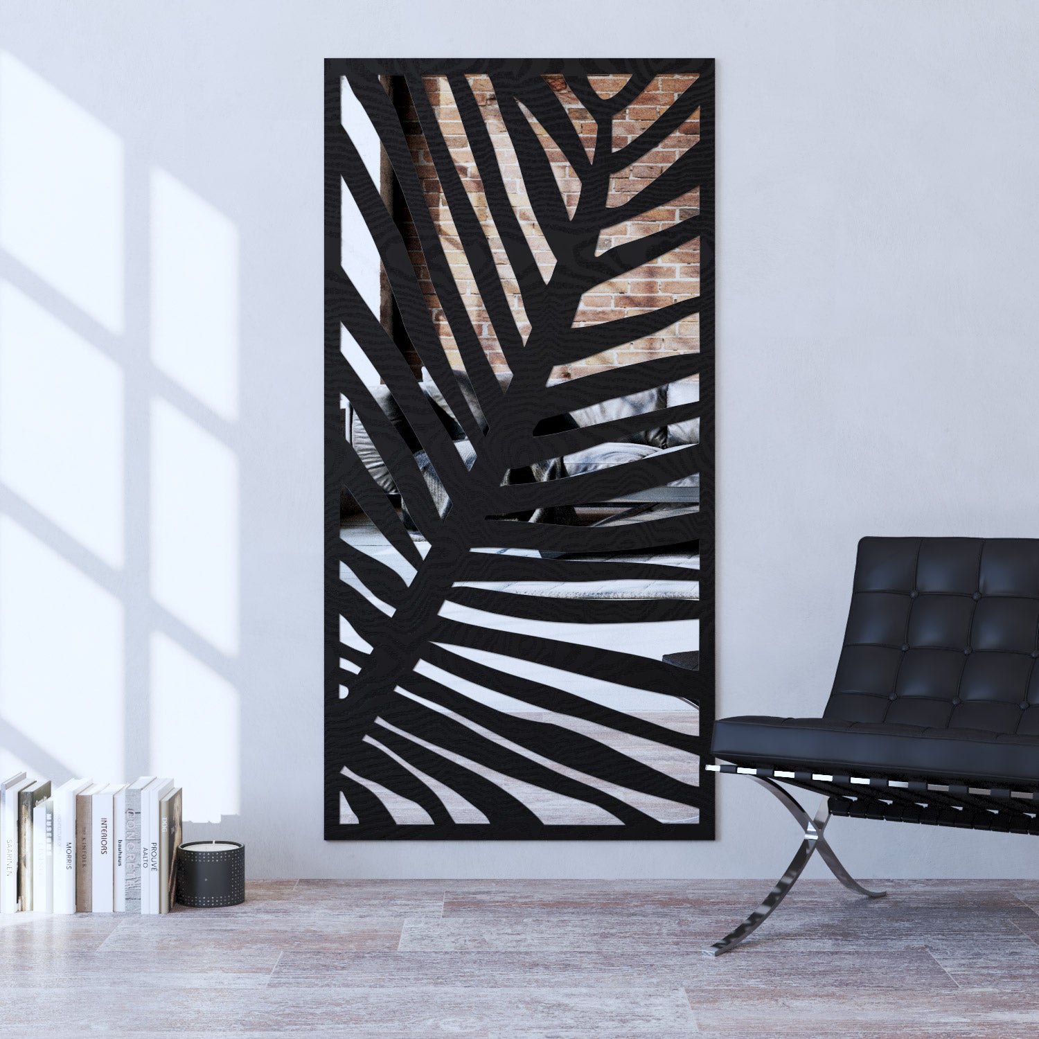 Palm indoor decorative mirrored panel