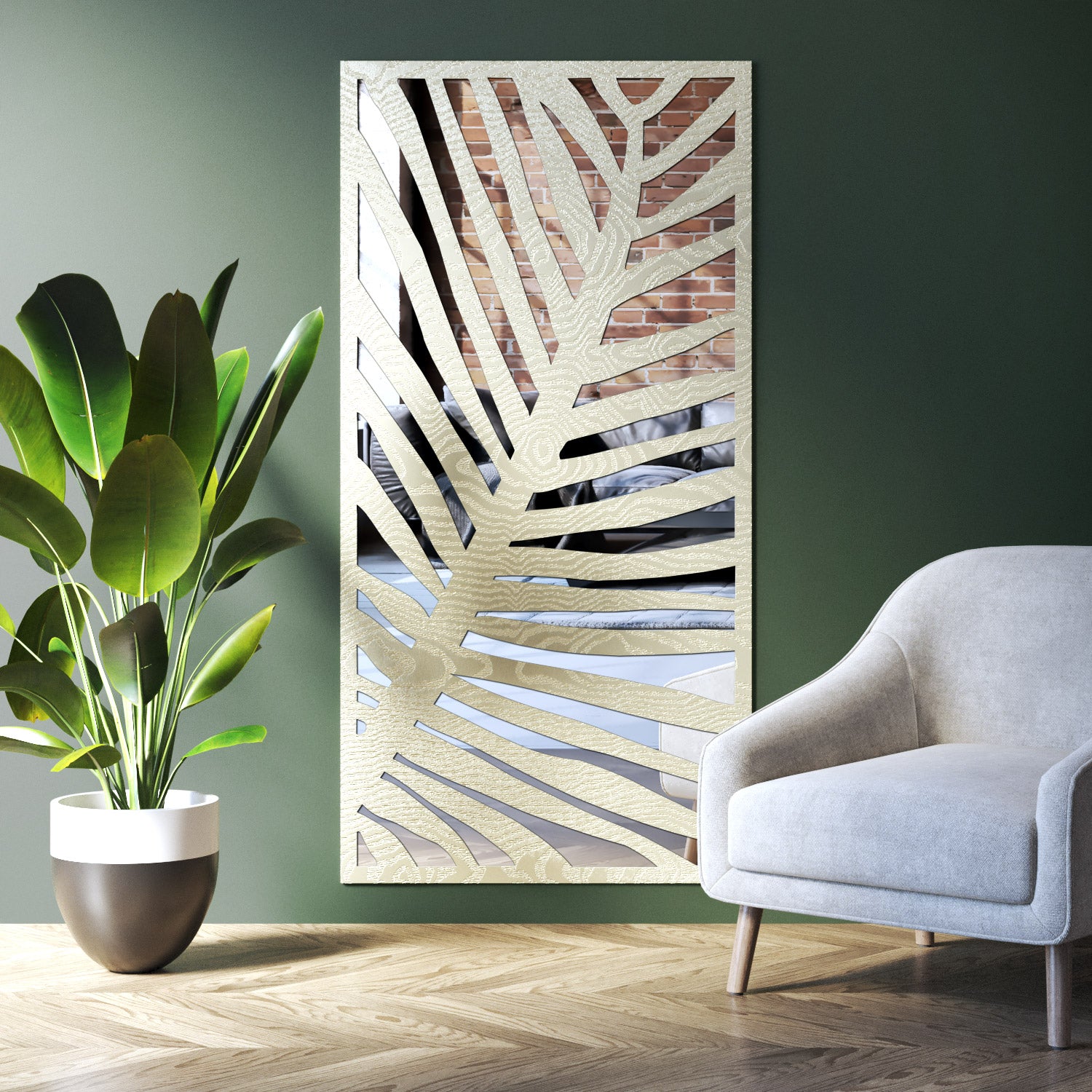 Palm indoor decorative mirrored panel