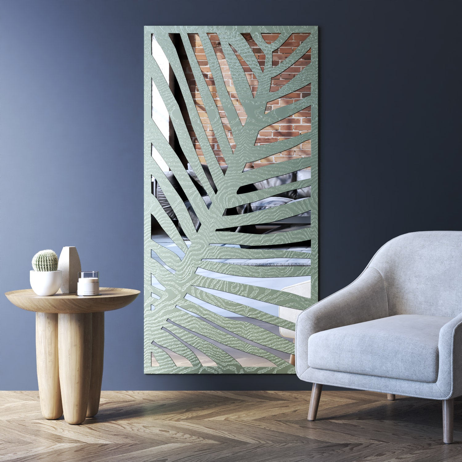 Palm indoor decorative mirrored panel