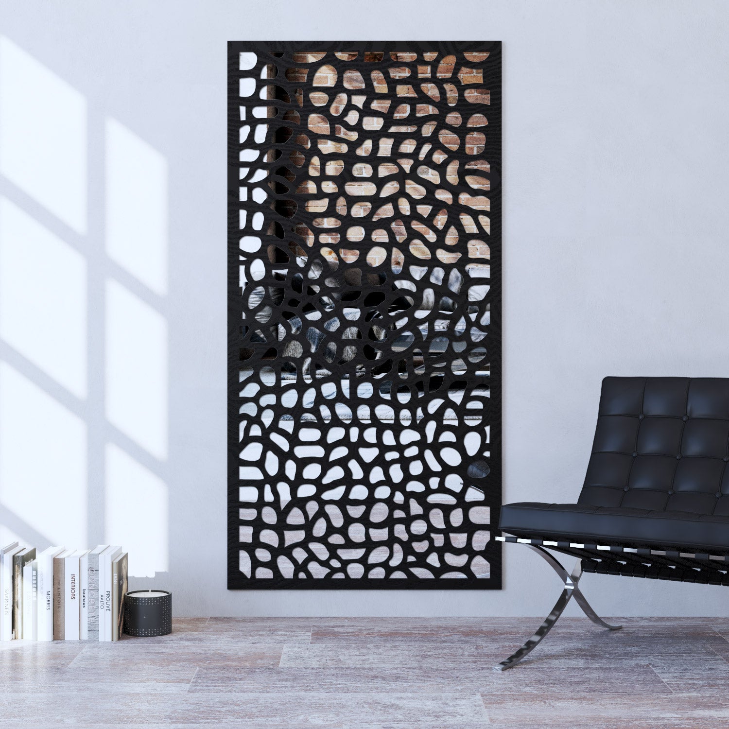 Pebble indoor decorative mirrored panel