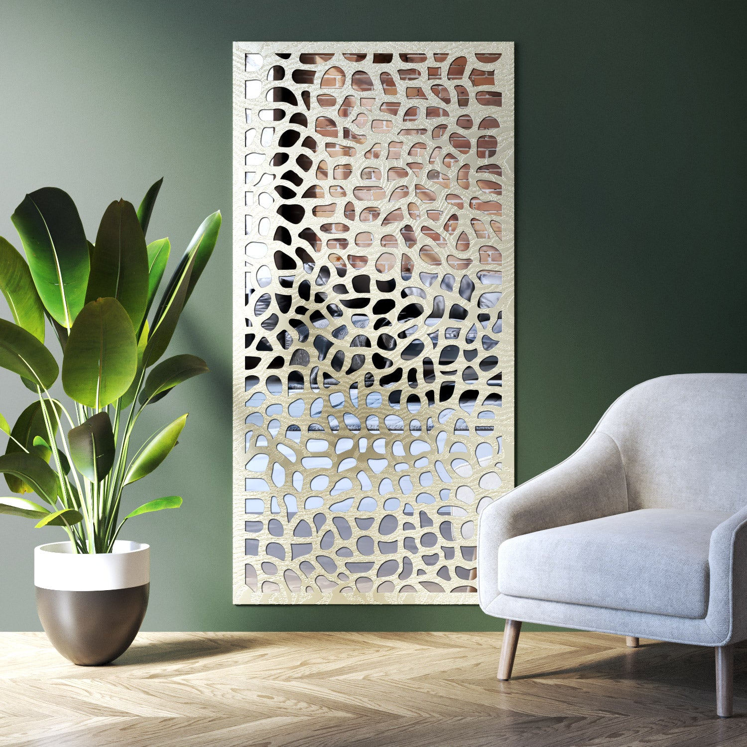 Pebble indoor decorative mirrored panel