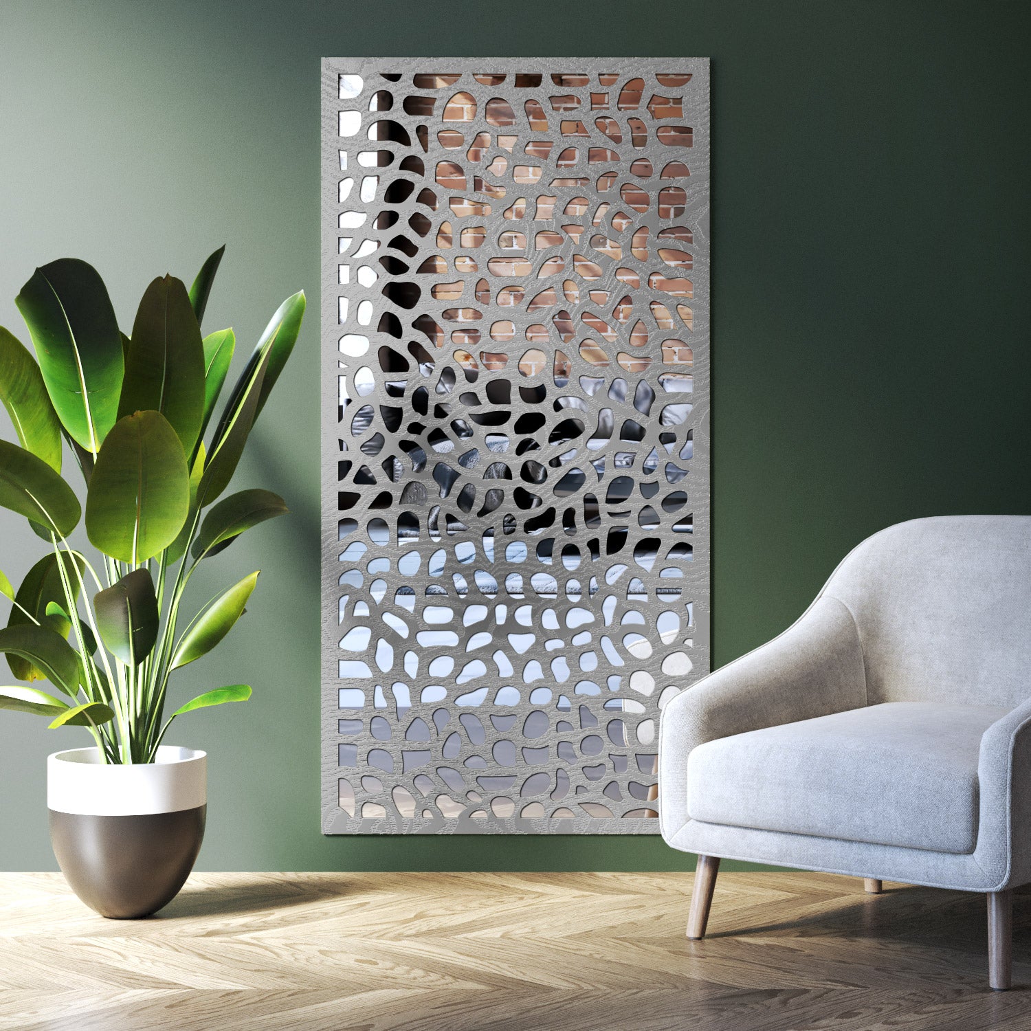 Pebble indoor decorative mirrored panel