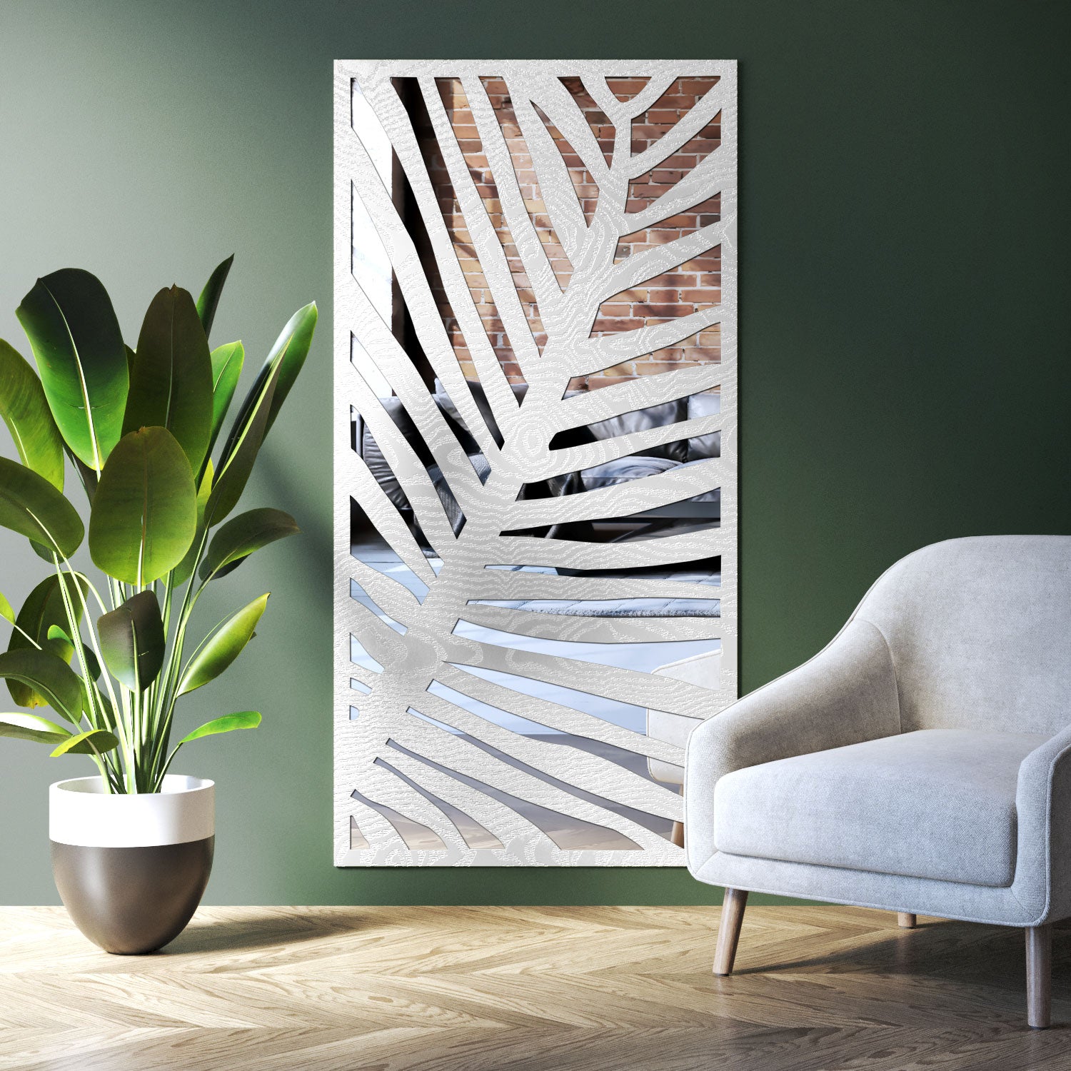 Palm indoor decorative mirrored panel