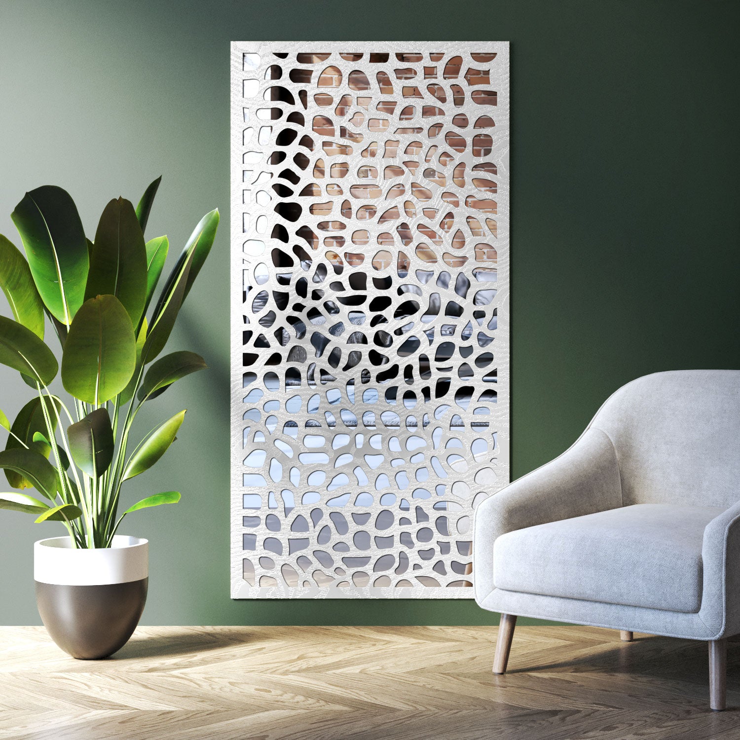Pebble indoor decorative mirrored panel