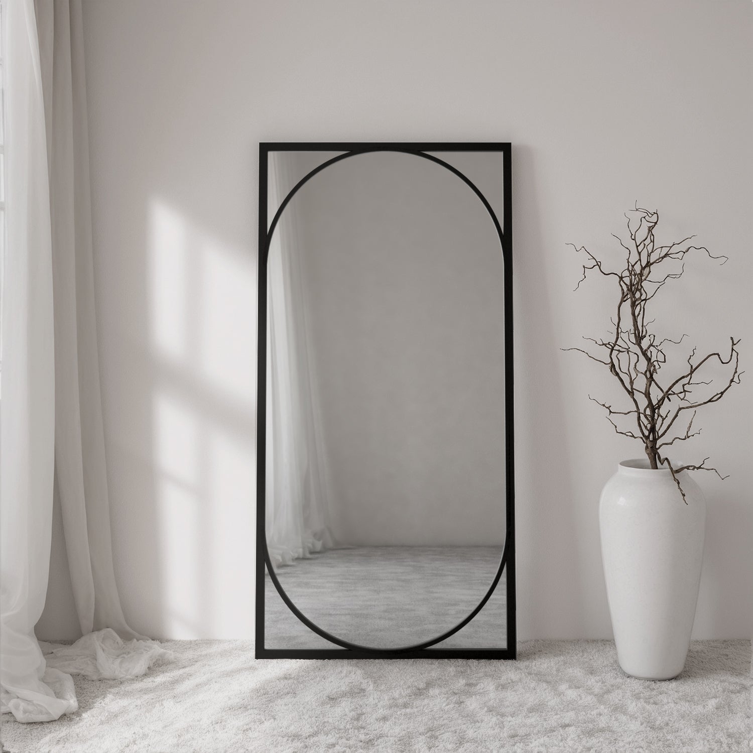 Ellington Framed Rectangular Full-Length Leaner Mirror - with LED