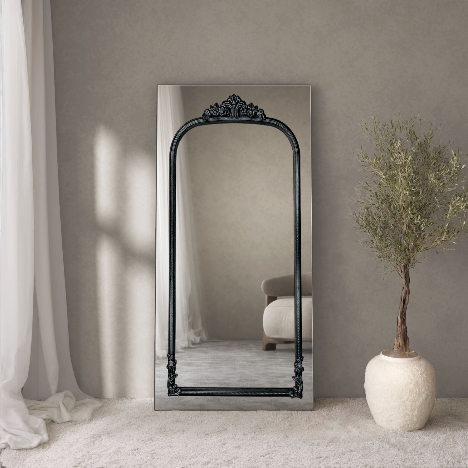 Chateau Frame Within Rectangular Full-Length Leaner Mirror
