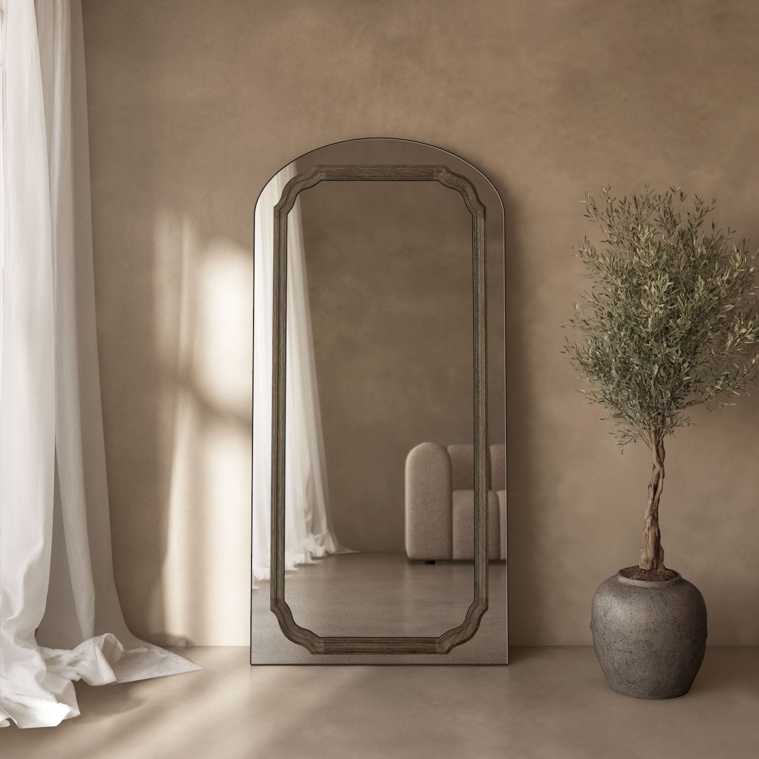Lumiere Frame Within Arched Full-Length Leaner Mirror