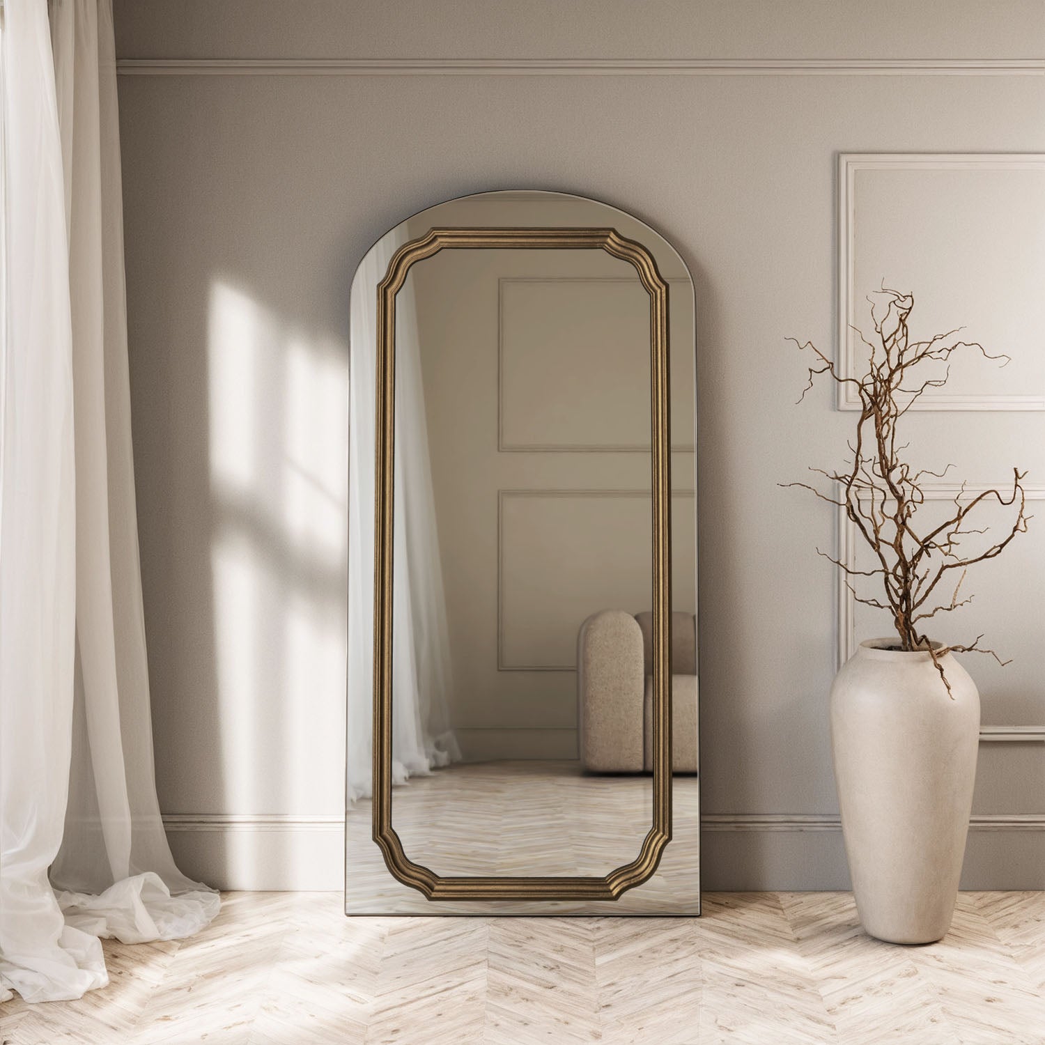 Lumiere Frame Within Arched Full-Length Leaner Mirror