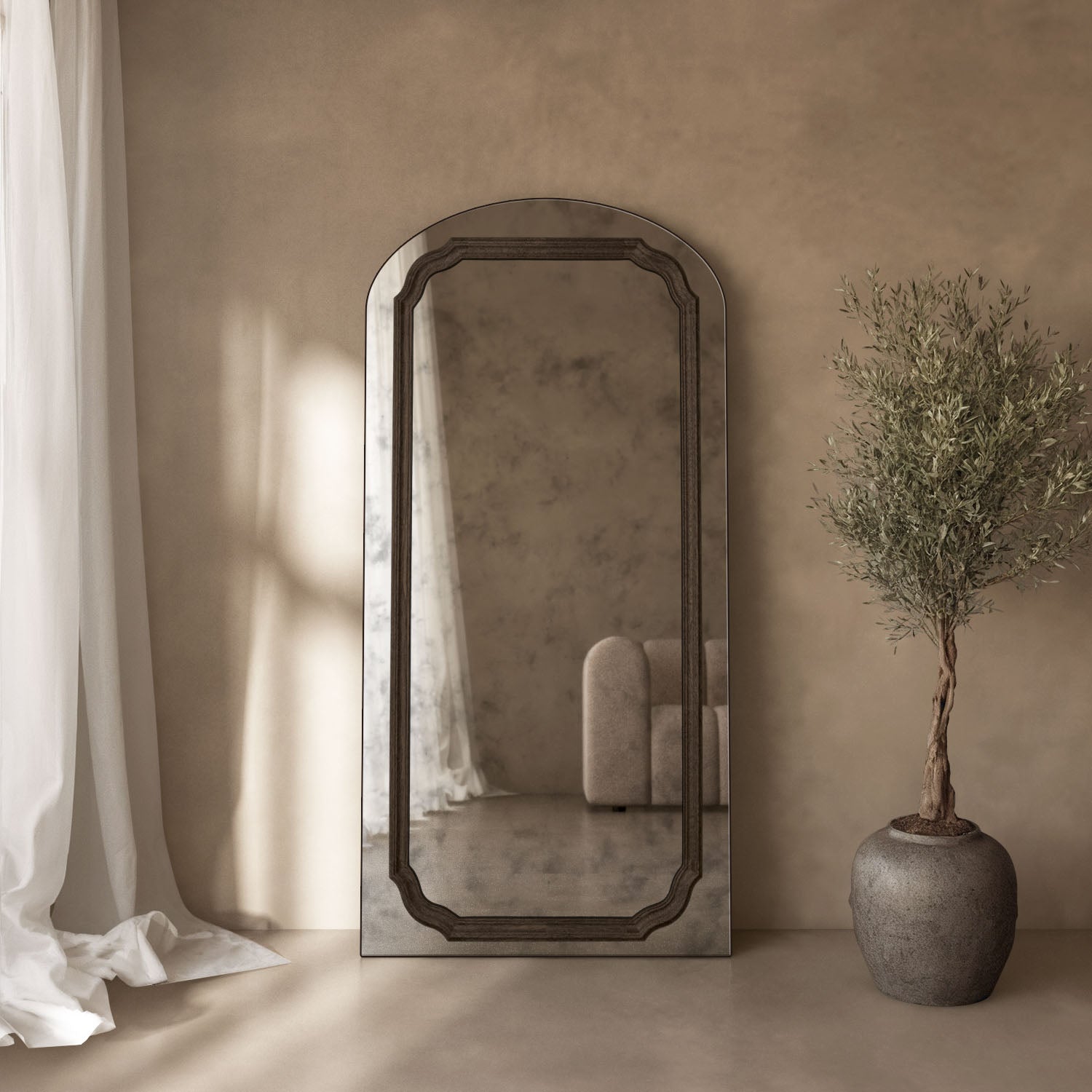 Lumiere Frame Within Arched Full-Length Leaner Mirror