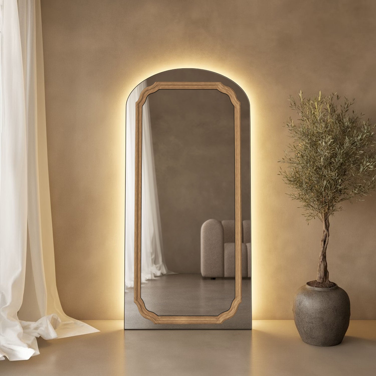 Lumiere Frame Within Arched Full-Length Leaner Mirror