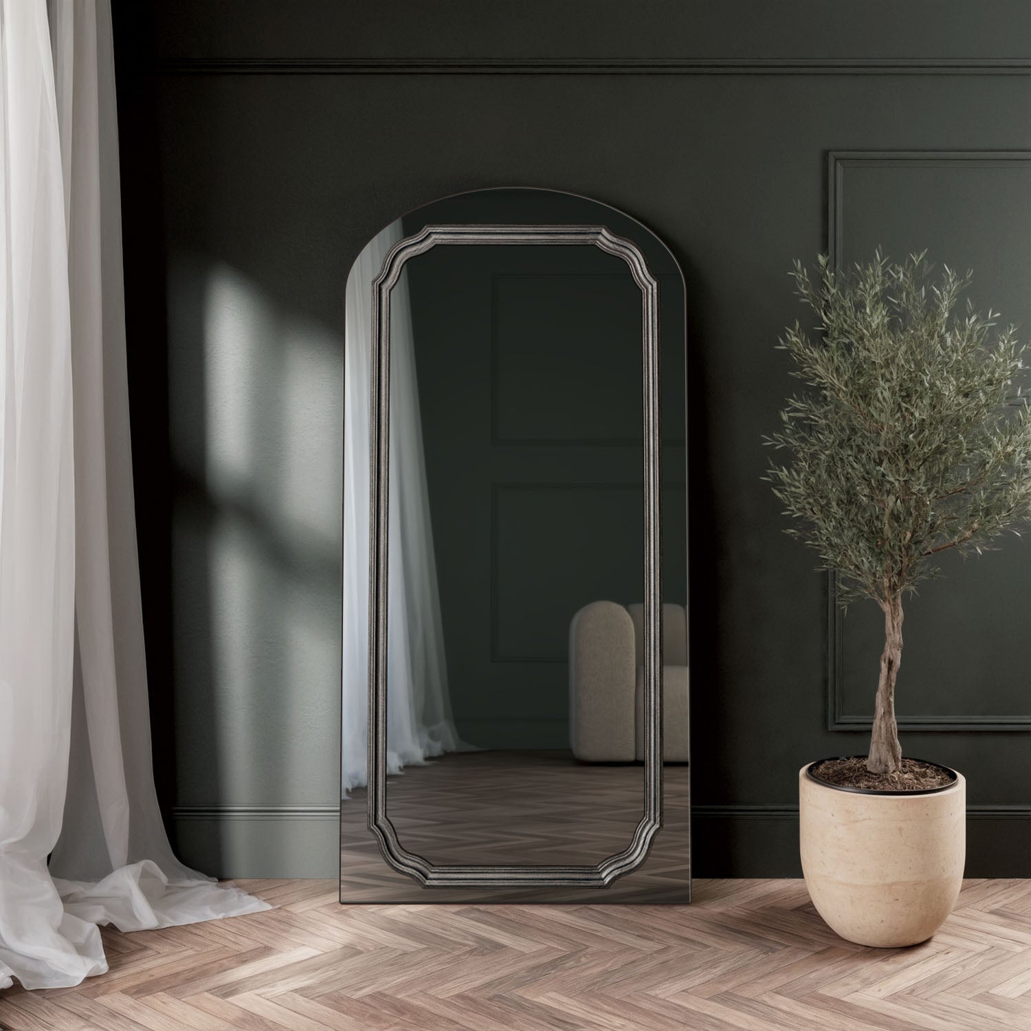 Lumiere Frame Within Arched Full-Length Leaner Mirror