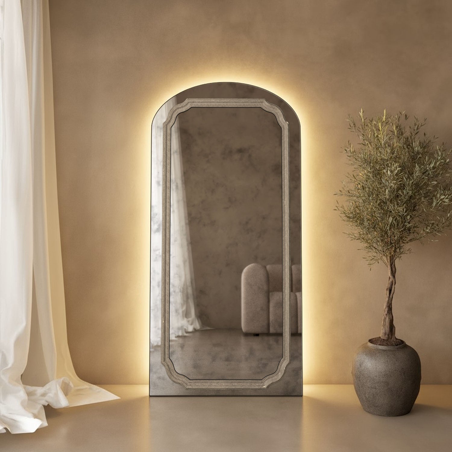 Lumiere Frame Within Arched Full-Length Leaner Mirror