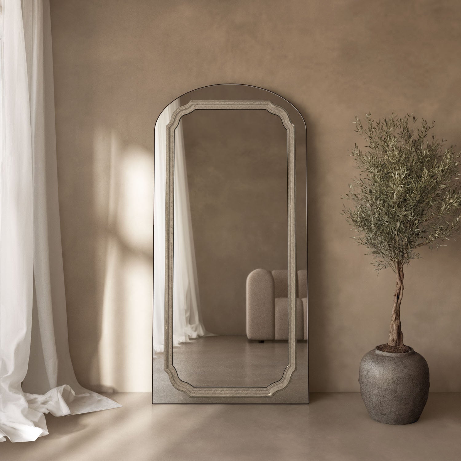 Lumiere Frame Within Arched Full-Length Leaner Mirror