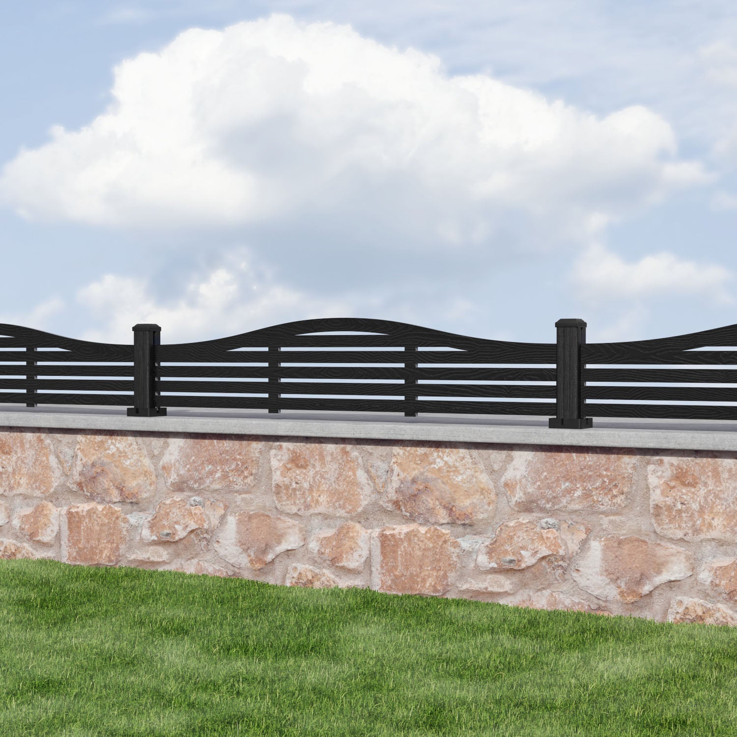 Aspen Curved Top Composite Fence Panel - with our composite posts