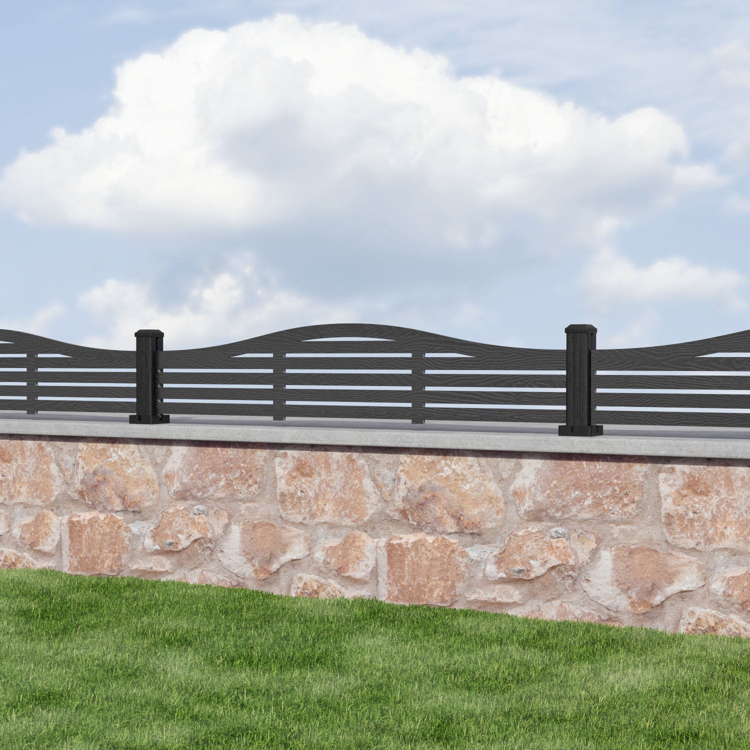 Aspen Curved Top Composite Fence Panel - with our composite posts