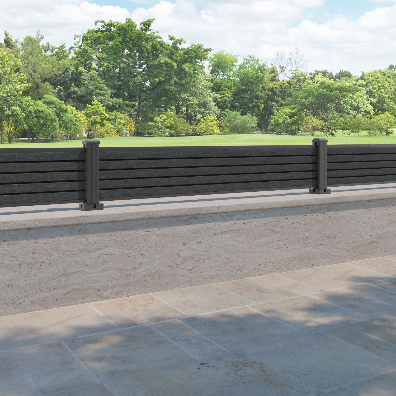 Hudson Fence Panel - Dark grey - with our aluminium posts