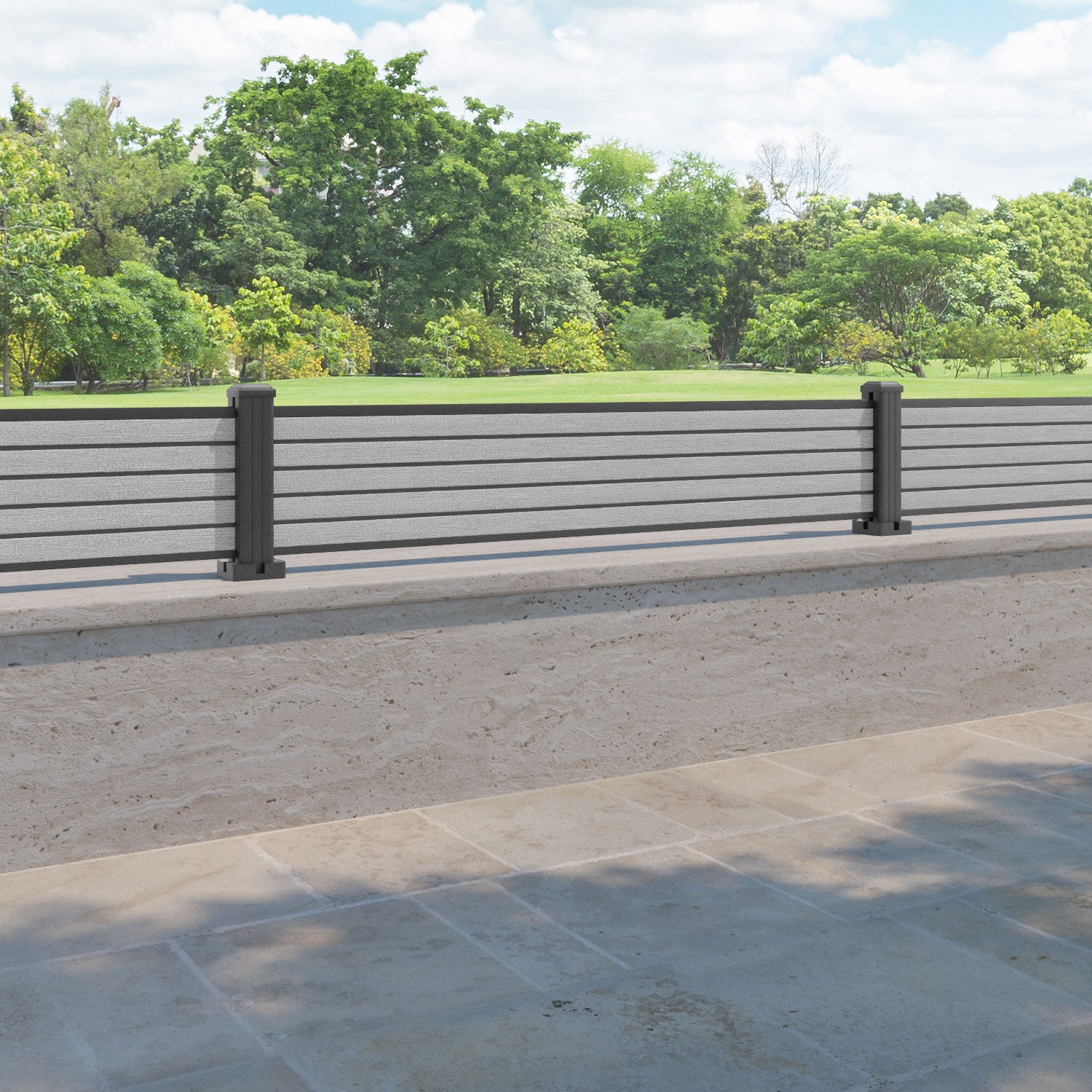 Hudson Fence Panel - Light grey - with our aluminium posts