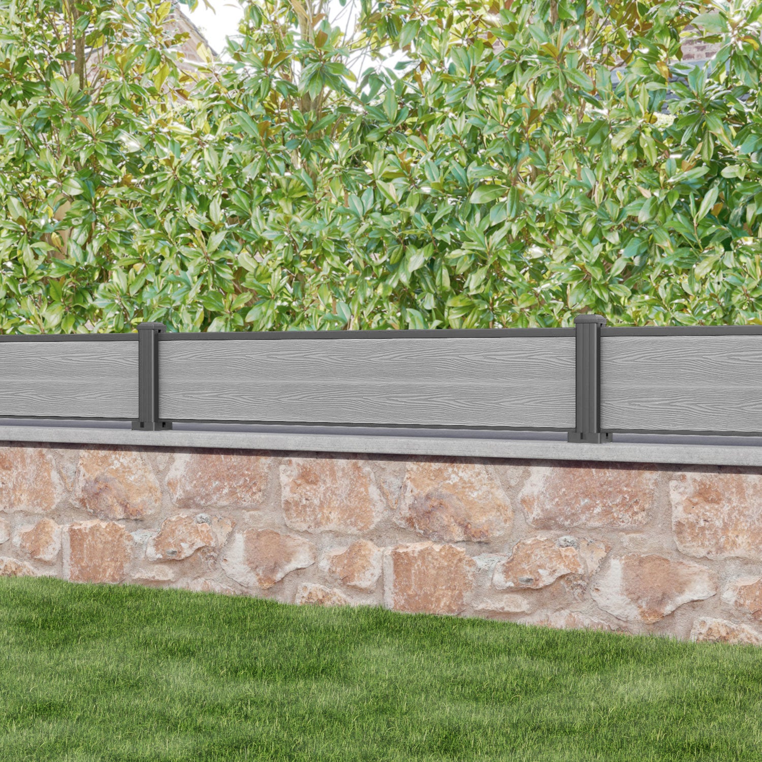 Classic Fence Panel - Light Grey - with our aluminium posts