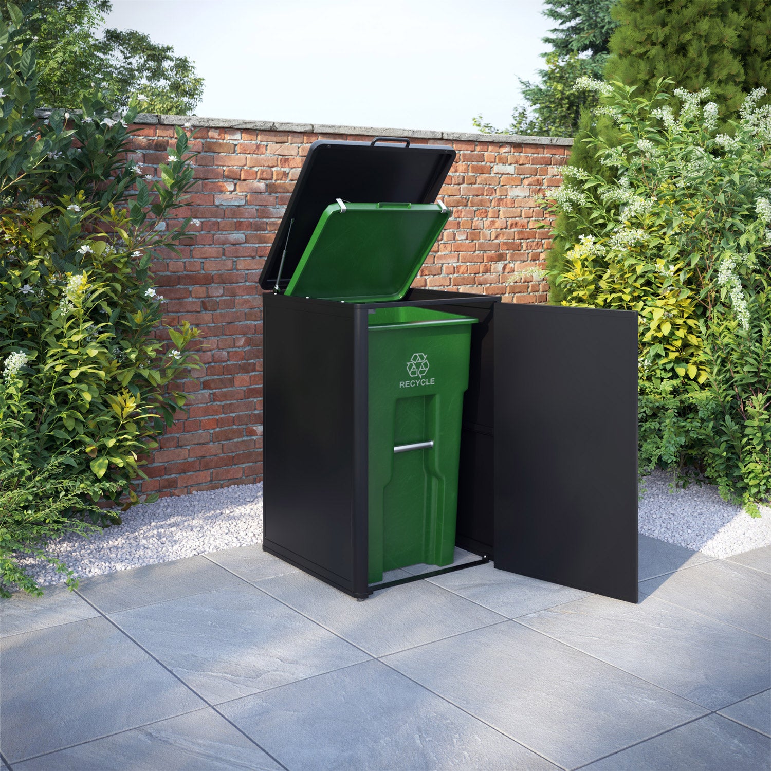 Curva Black 3 Bin Store with Pebble Door Screen