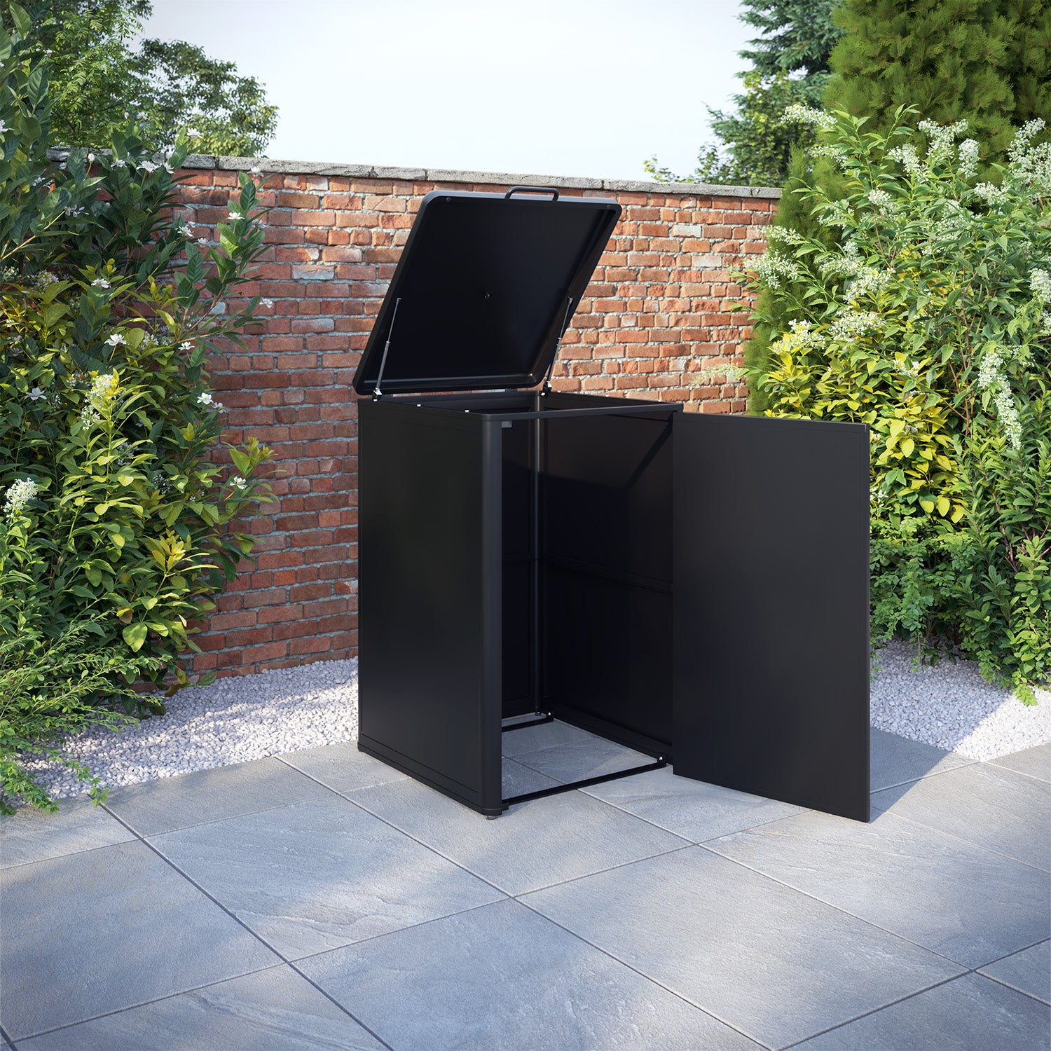 Curva Black 2 Bin Store with Geo Door Screen