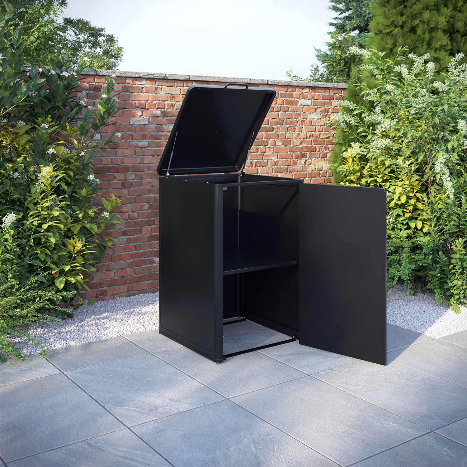 Curva Black 1 Bin Store with Quill Door Screen