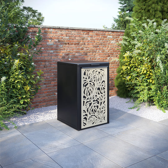 Curva Black 1 Bin Store with Botanic Door Screen