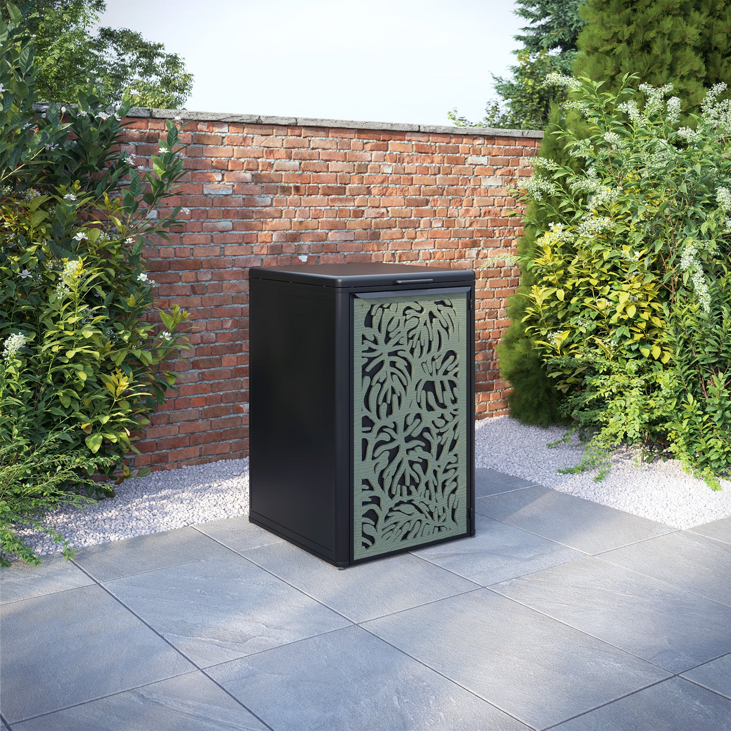 Curva Black 1 Bin Store with Botanic Door Screen