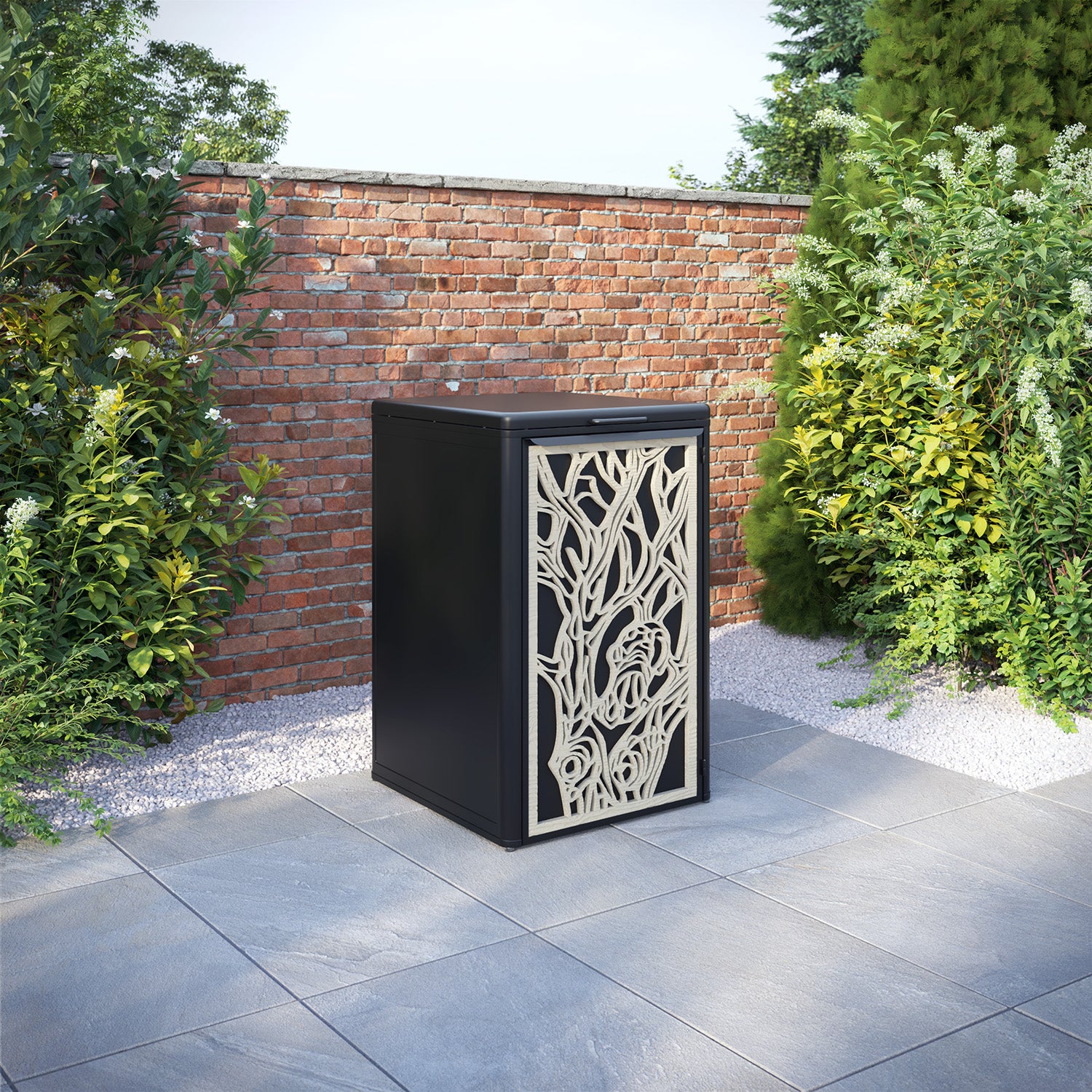 Curva Black 1 Bin Store with Nature Door Screen