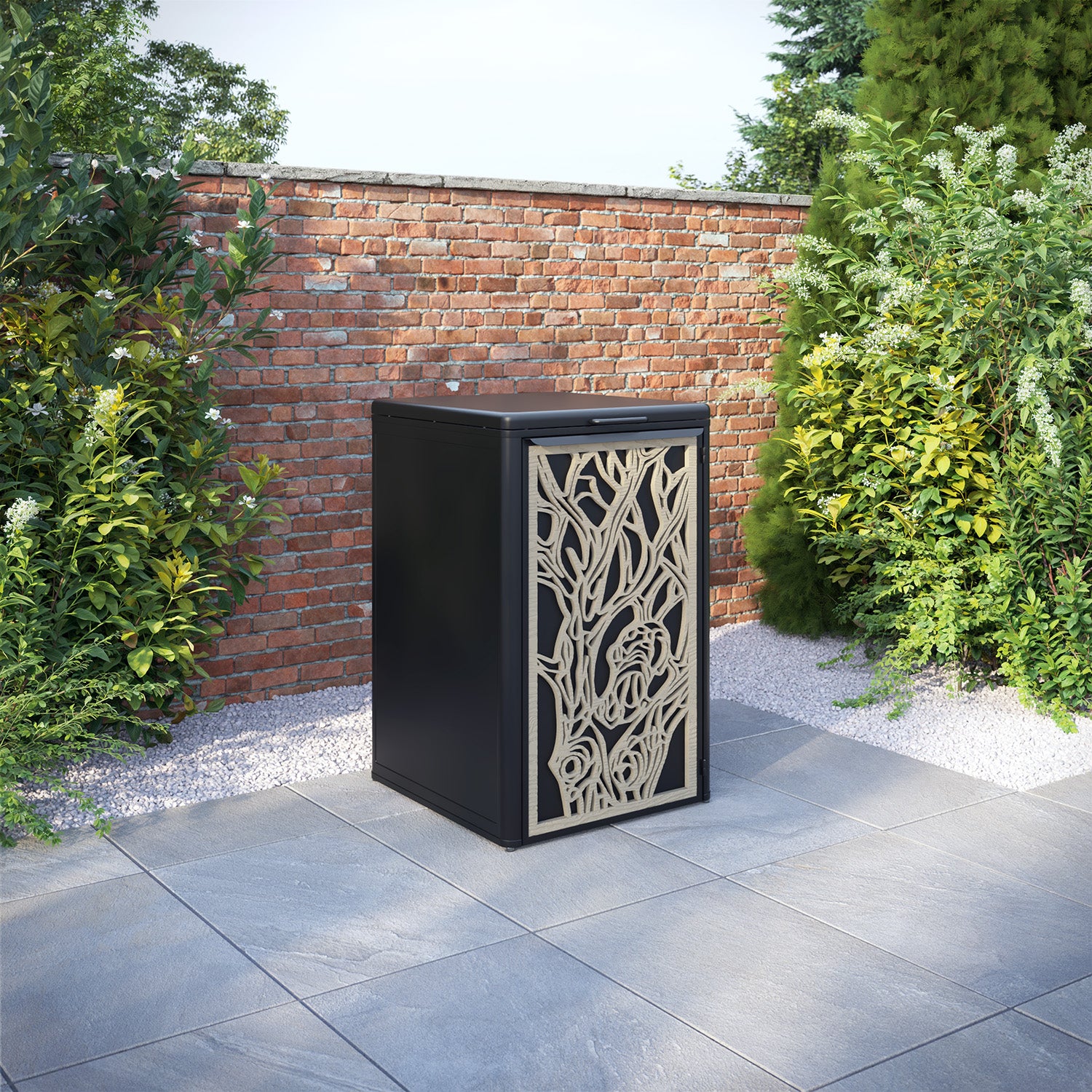 Curva Black 1 Bin Store with Nature Door Screen