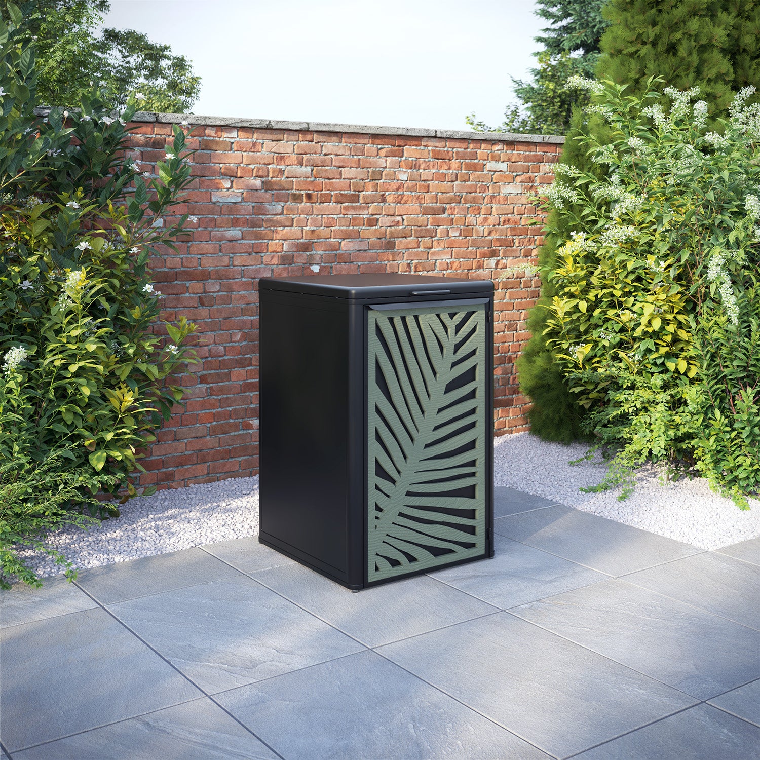 Curva Black 1 Bin Store with Palm Door Screen