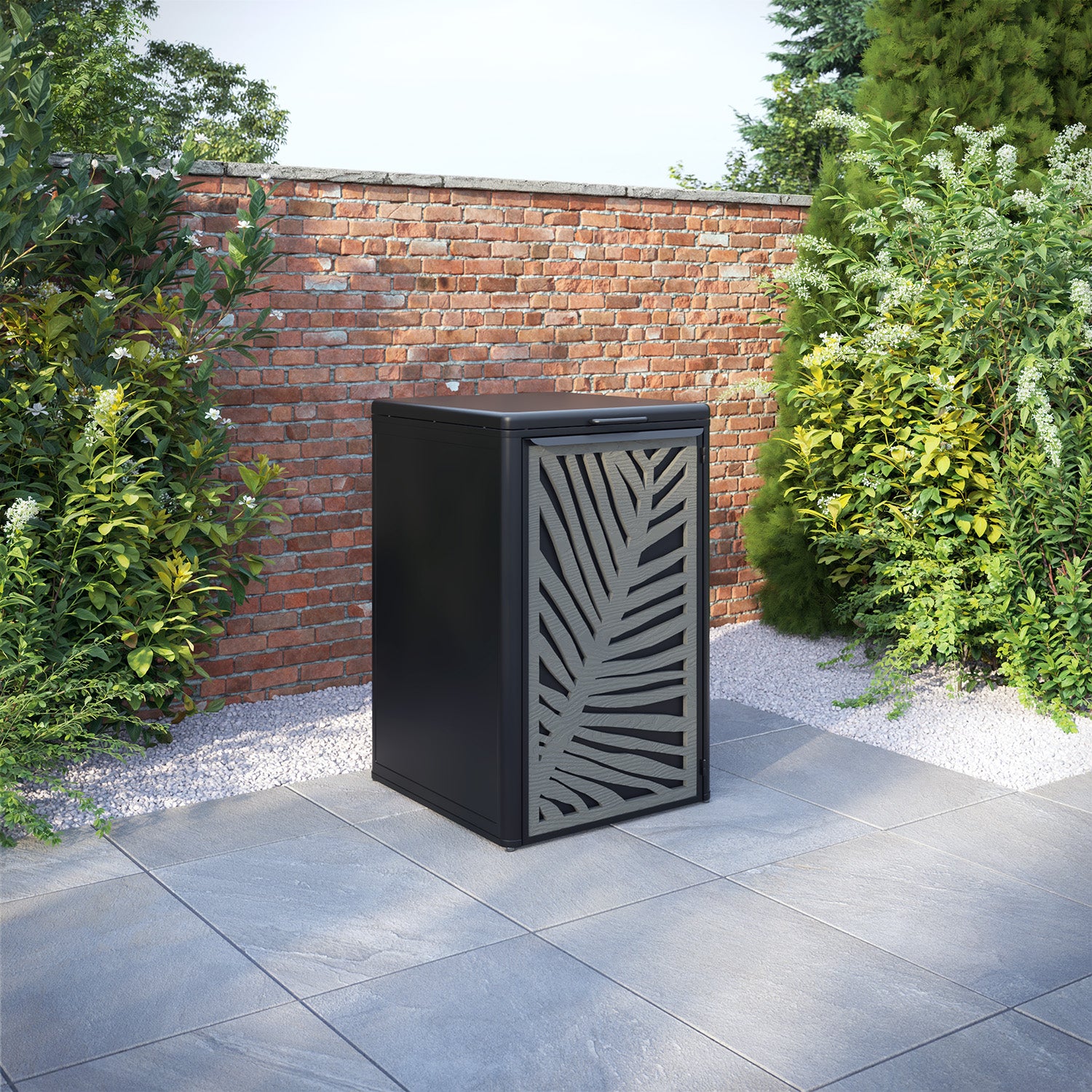 Curva Black 1 Bin Store with Palm Door Screen