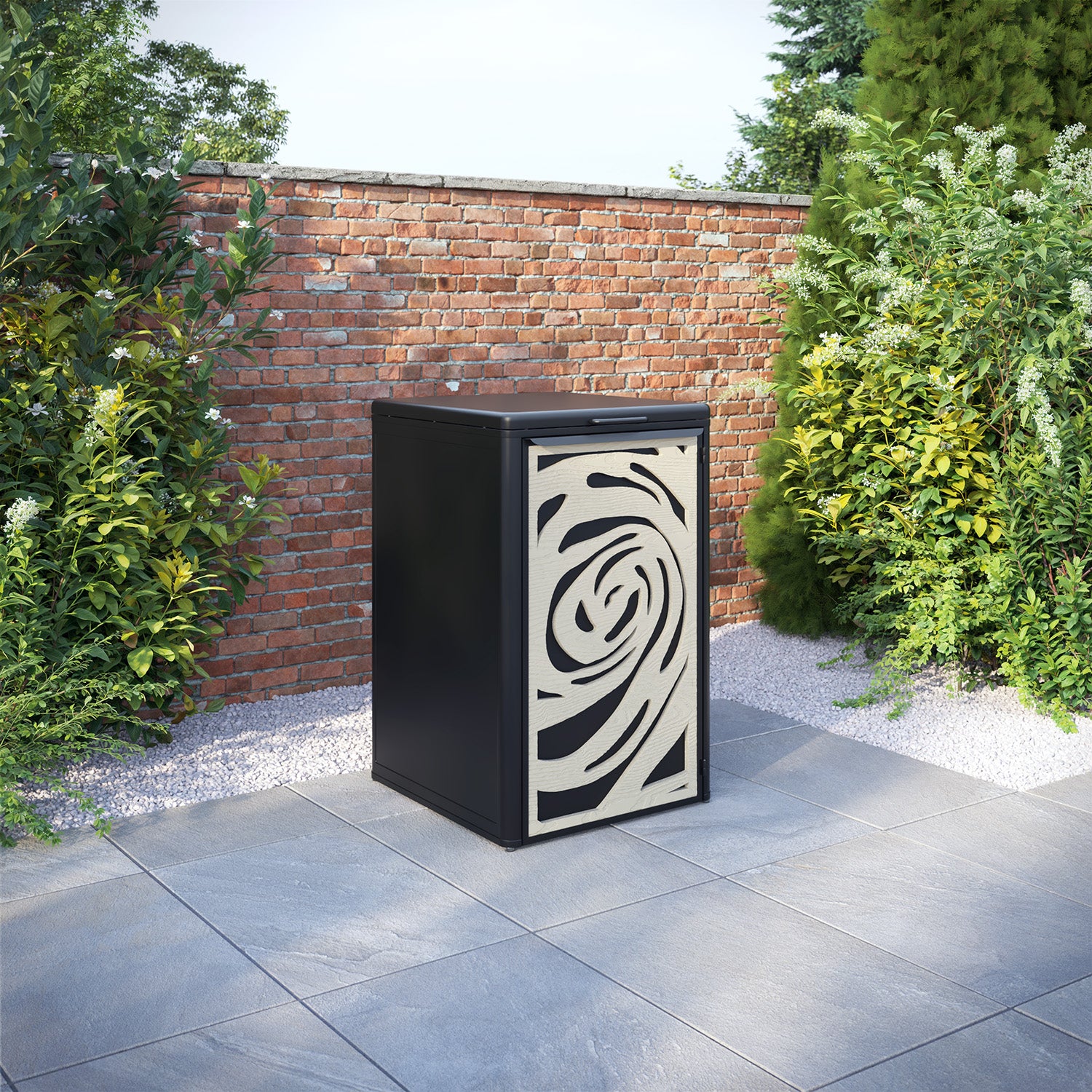 Curva Black 1 Bin Store with Roses Door Screen