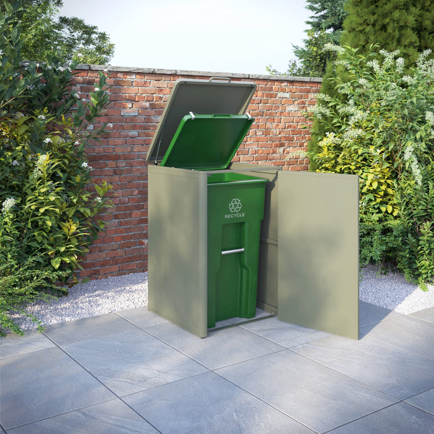 Curva Dusty Green 1 Bin Store with Habitat Door Screen