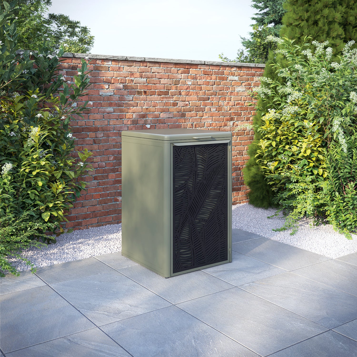 Curva Dusty Green 1 Bin Store with Feather Door Screen