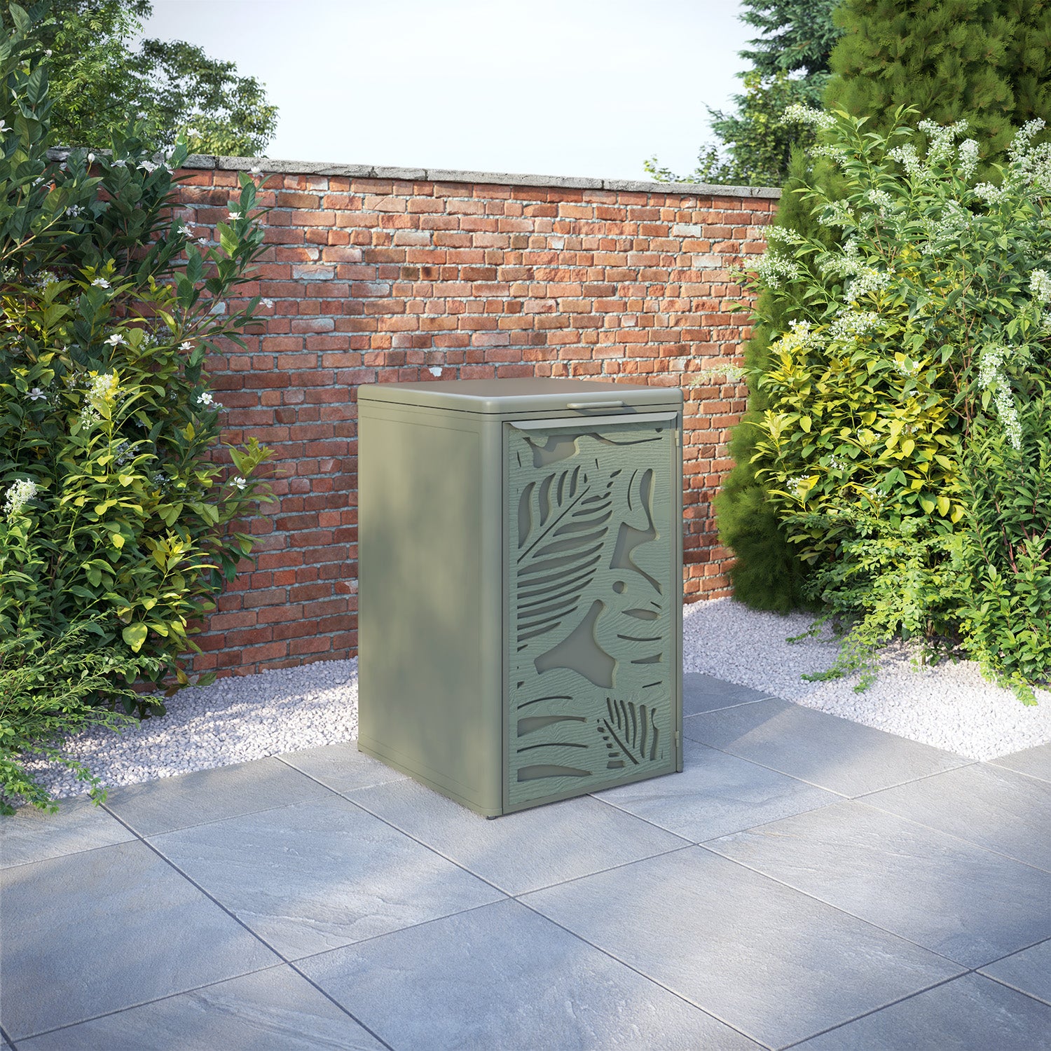 Curva Dusty Green 1 Bin Store with Fauna Door Screen